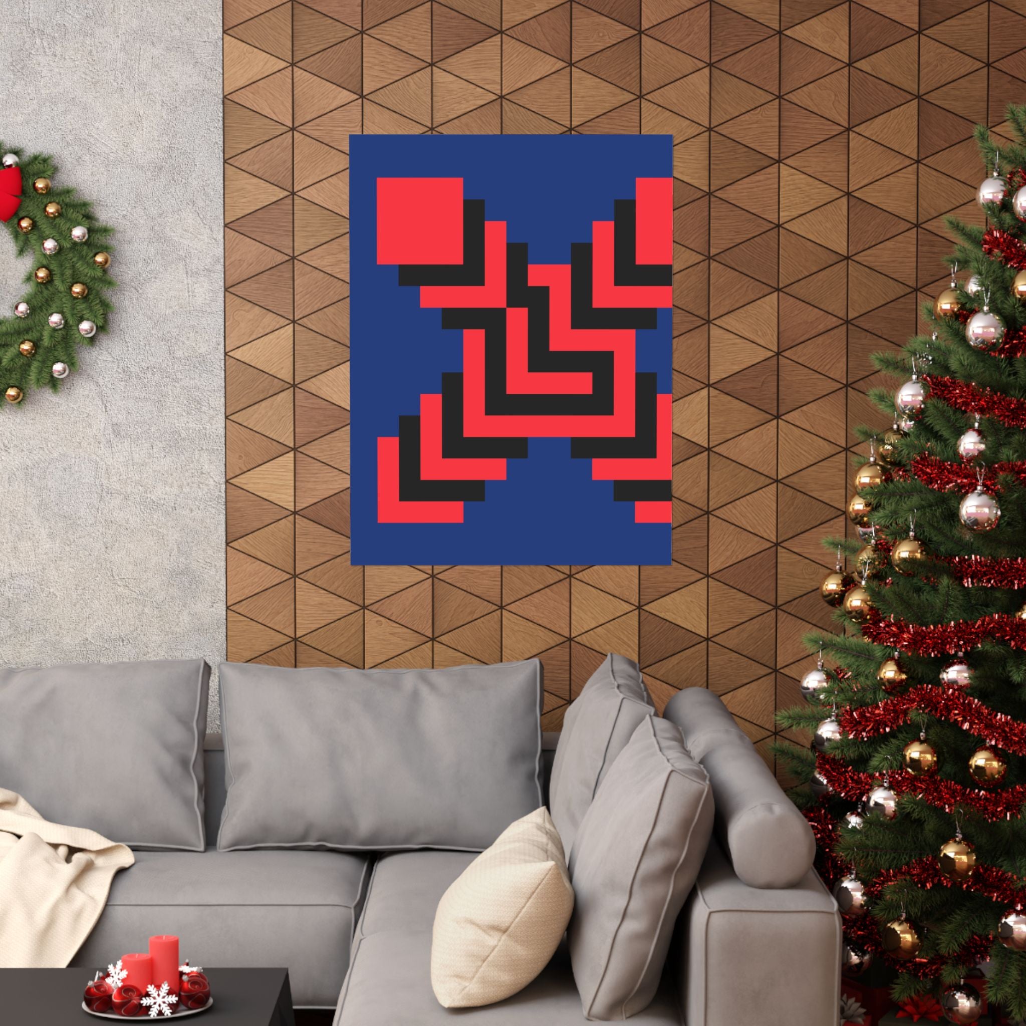 Geometric X Poster: Abstract Red & Black Art