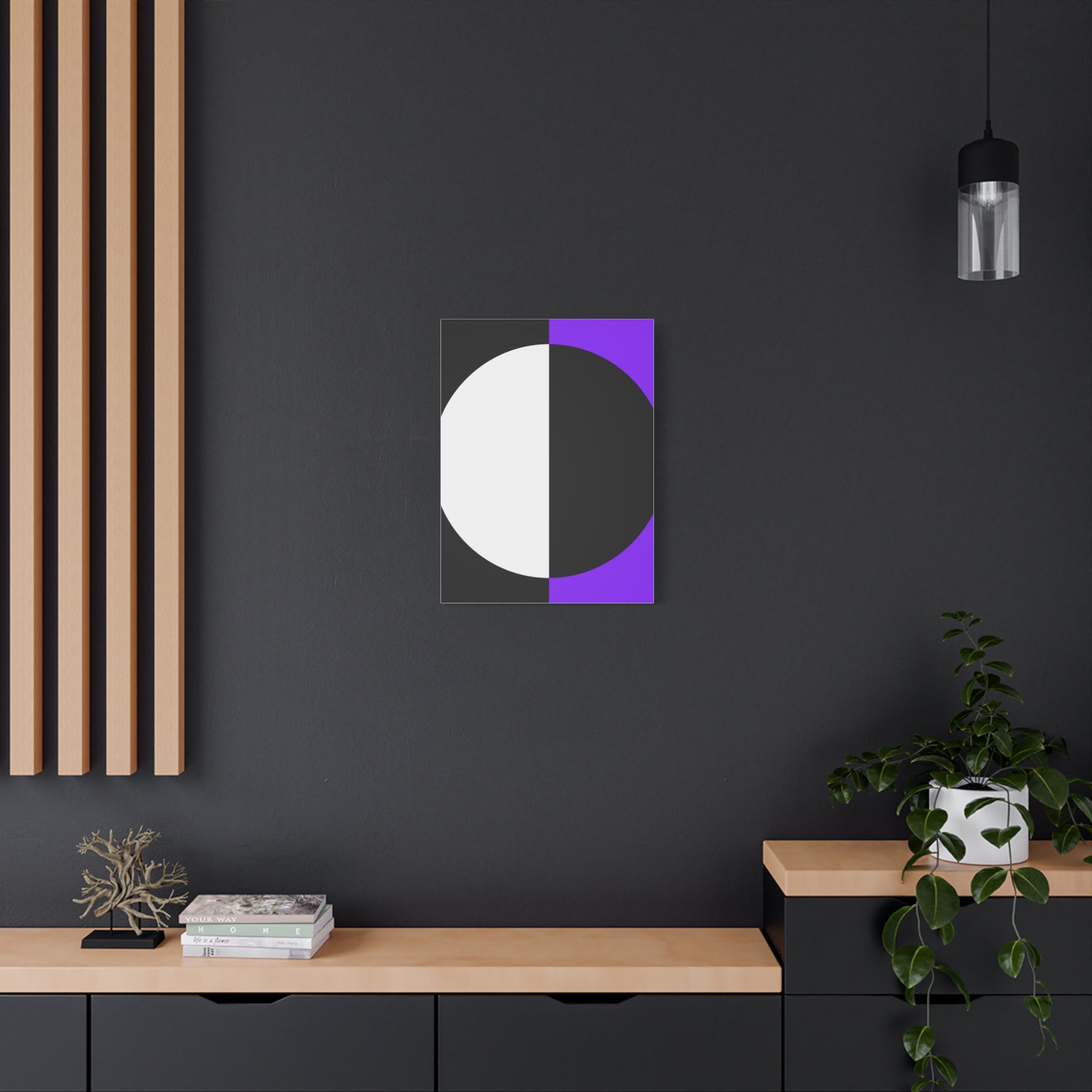 Abstract Purple & Black Circle Canvas Art