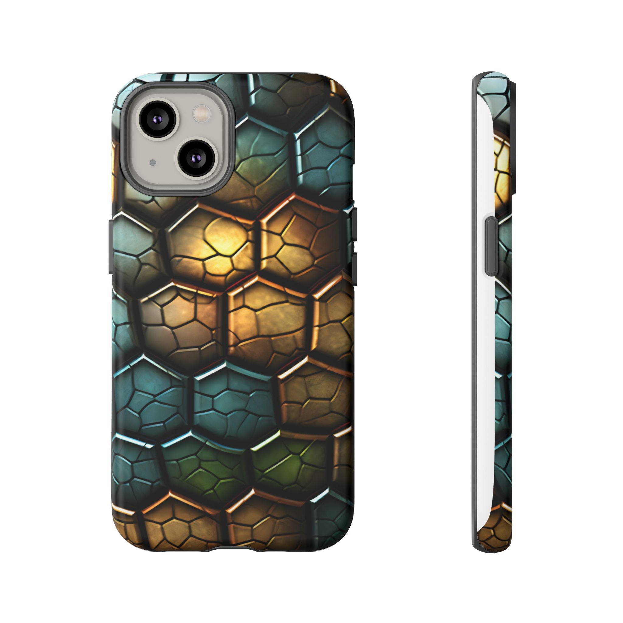 HexaScale iPhone Case: Teal & Bronze