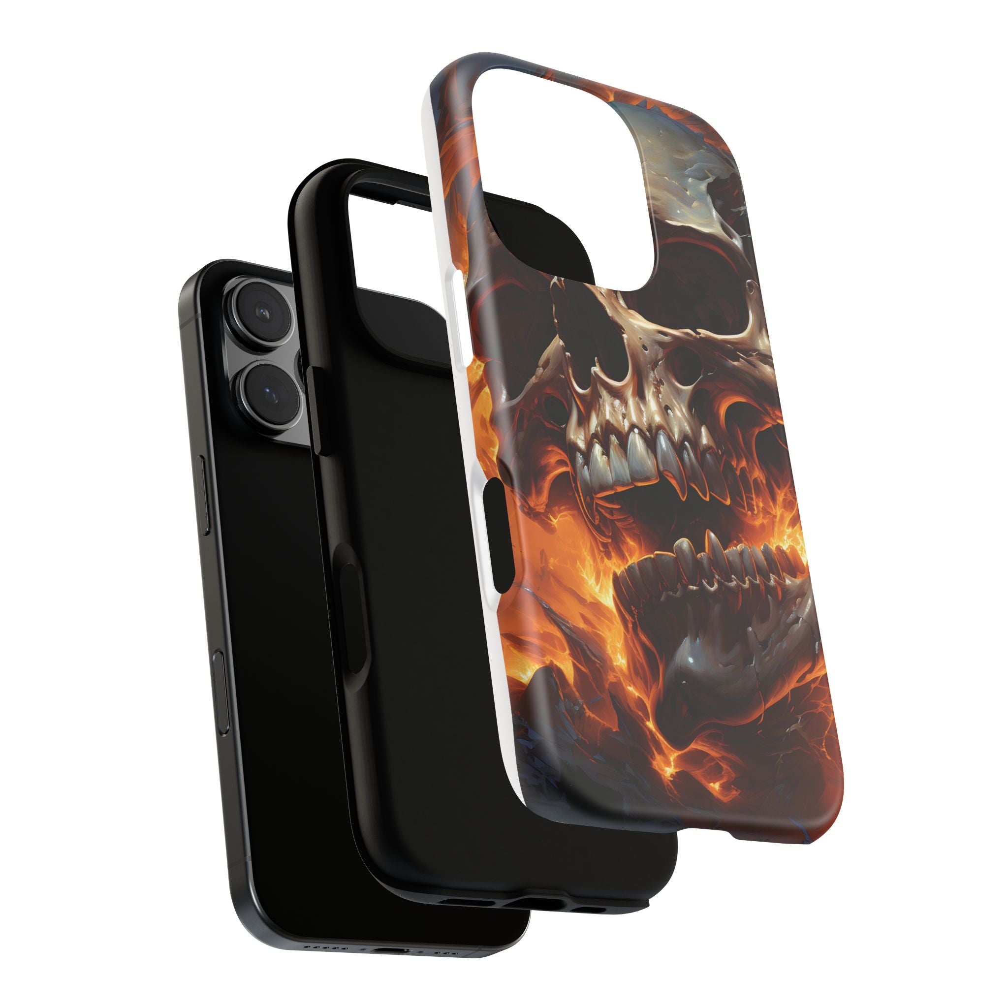 Fiery Skull Hexagon iPhone Case - Rugged