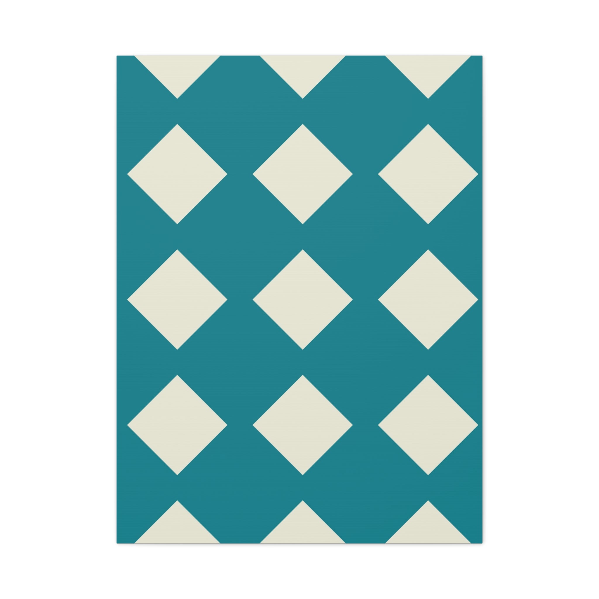 Teal & Cream Diamond Geometric Canvas Art