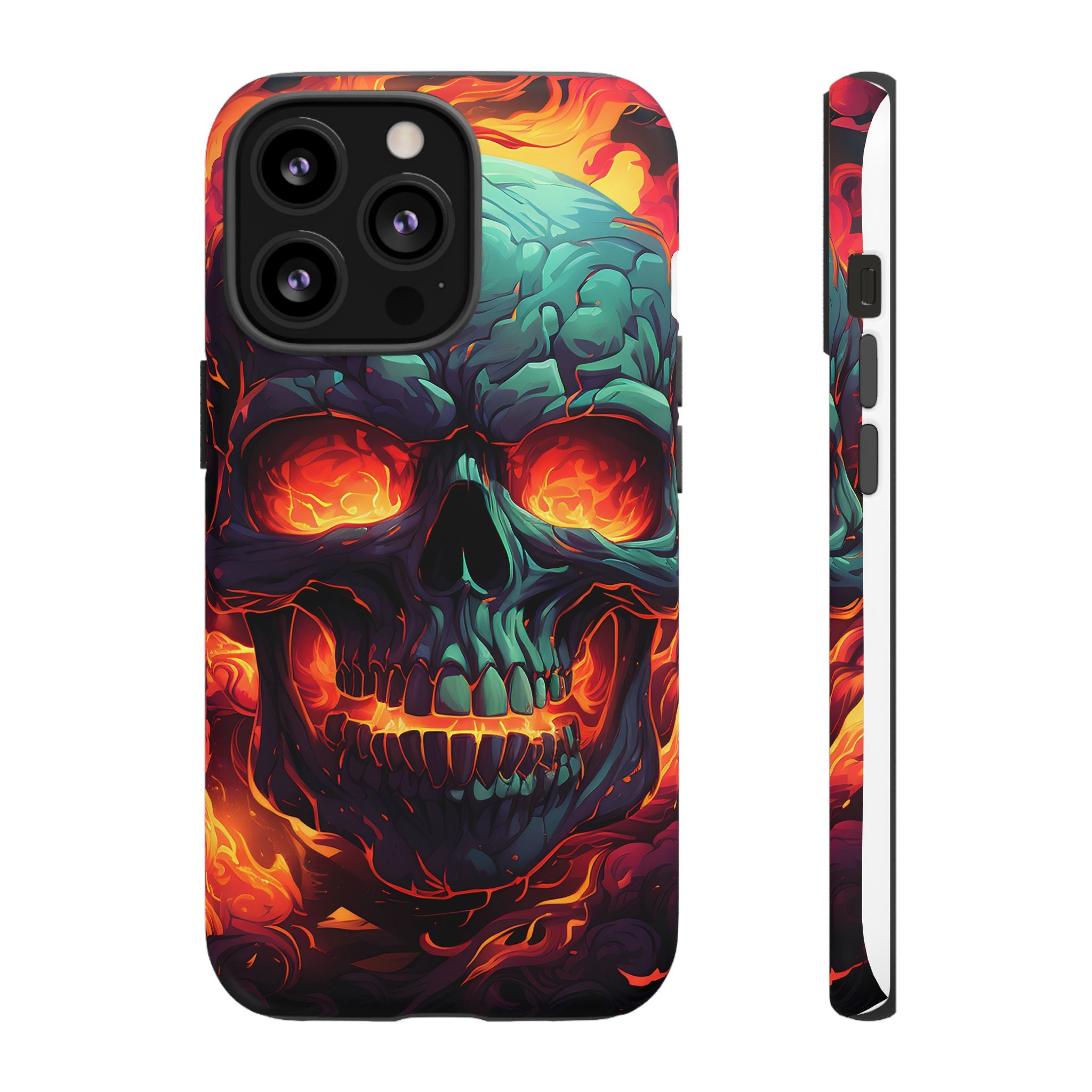 Fiery Skull Hexagon iPhone Case - Rugged