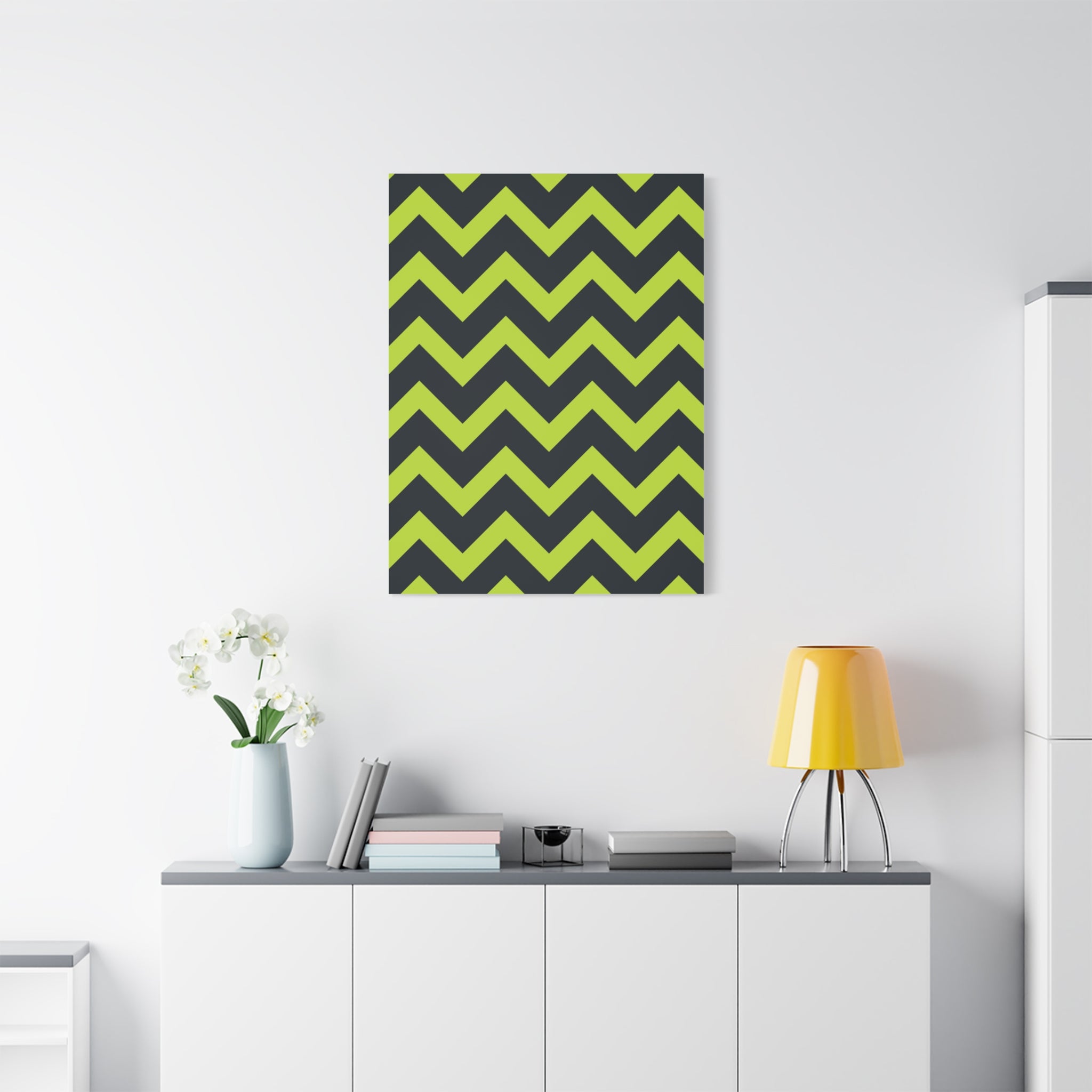 Lime & Forest Green Zigzag Canvas Art