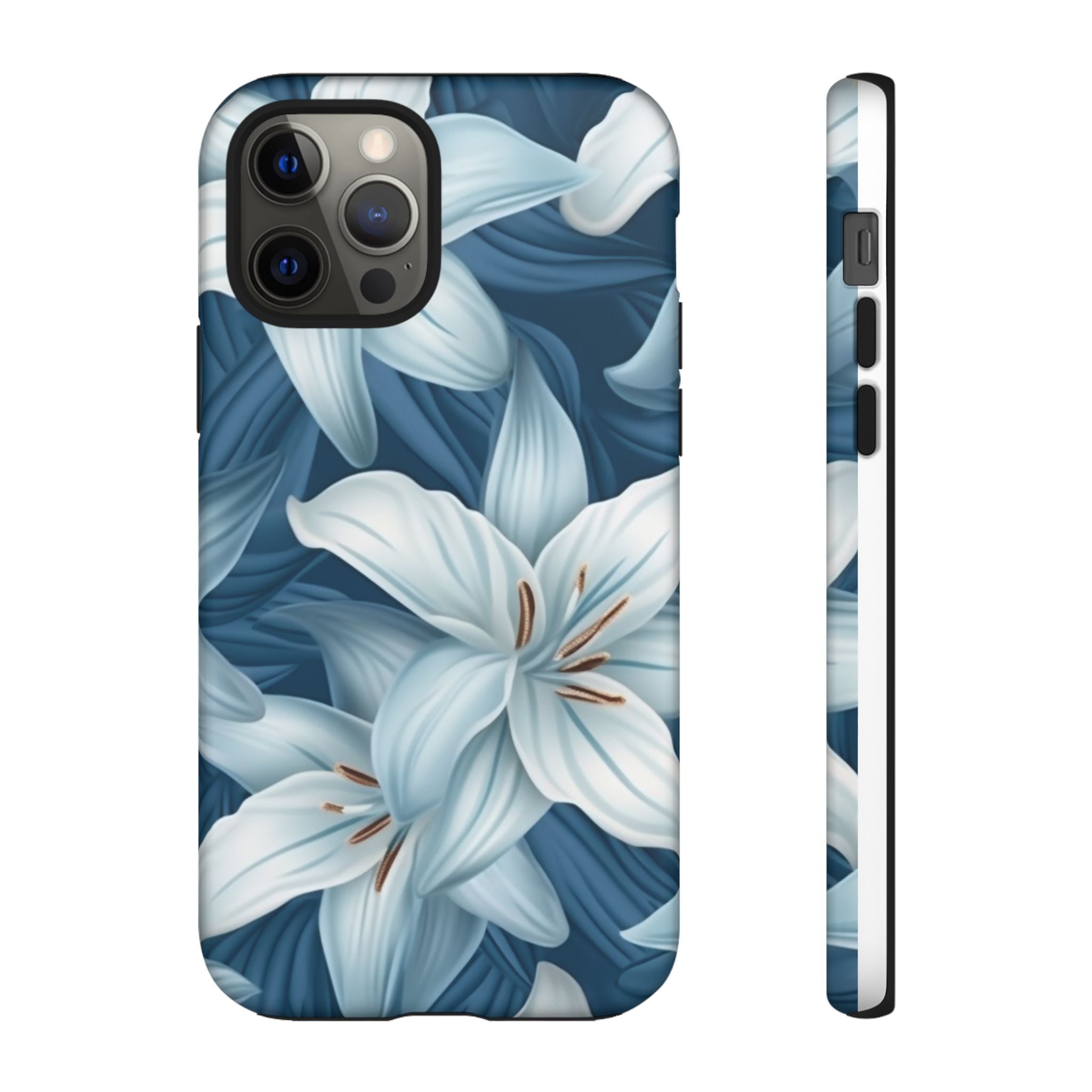 Pastel Blue Lily iPhone Case - Hexagon Stone