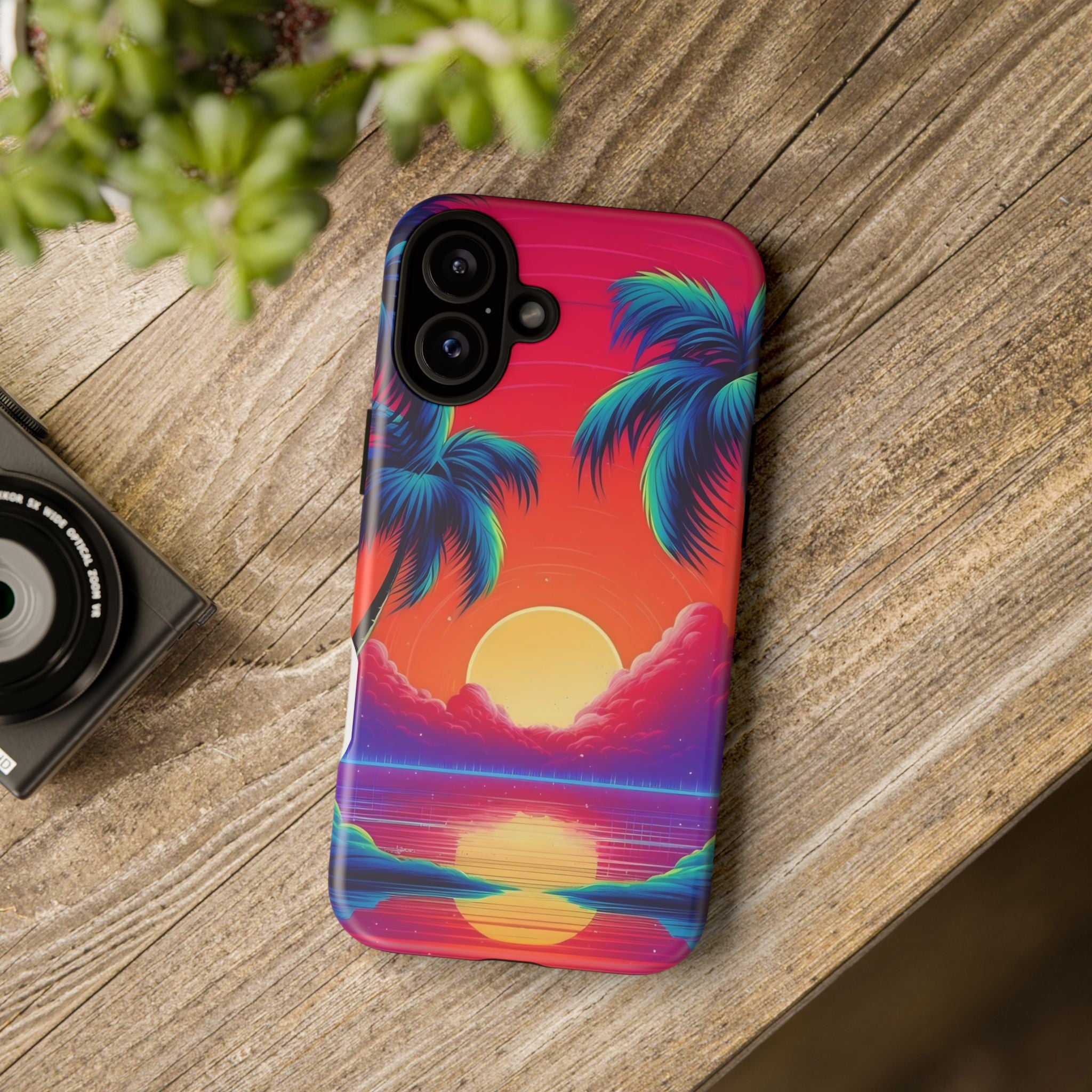 Sunset Palm Hexagon iPhone Case - Rugged