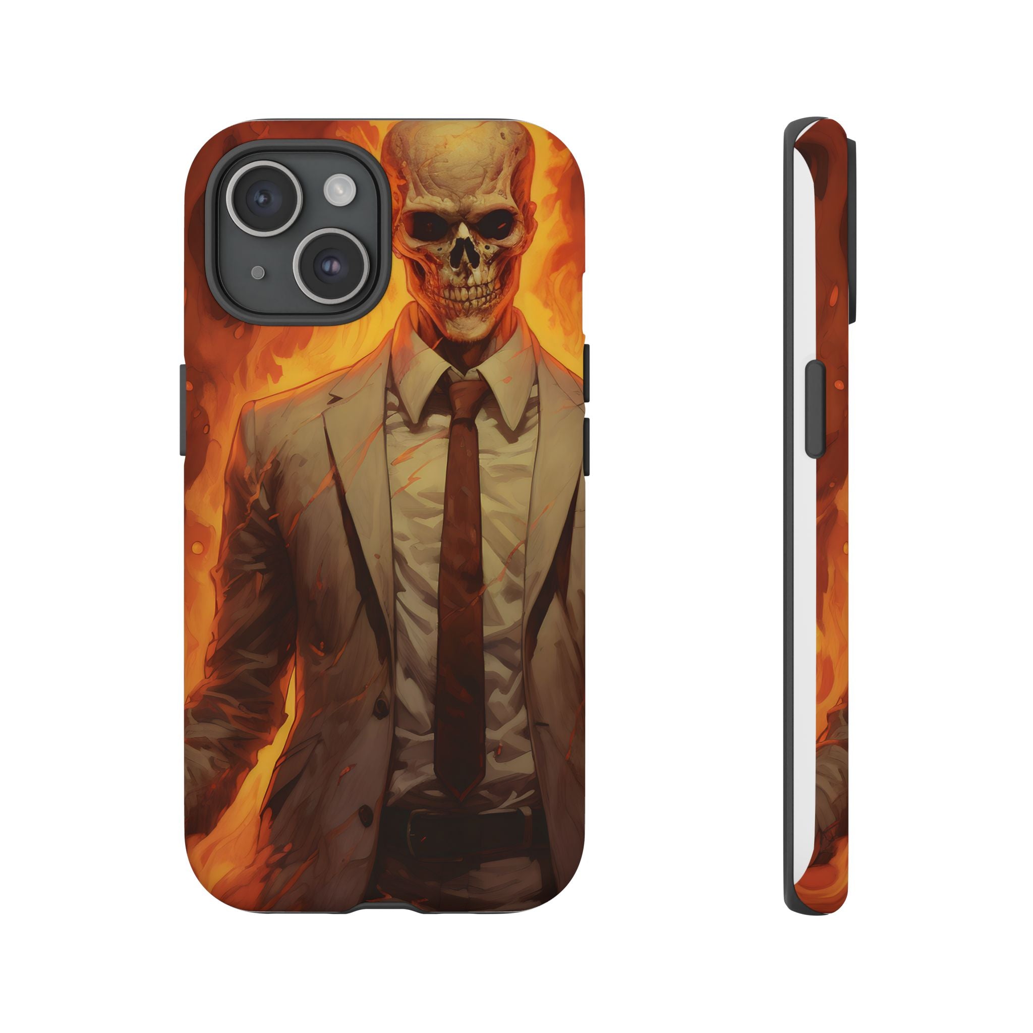 Fiery Skull Man Hexagon Stone iPhone Case