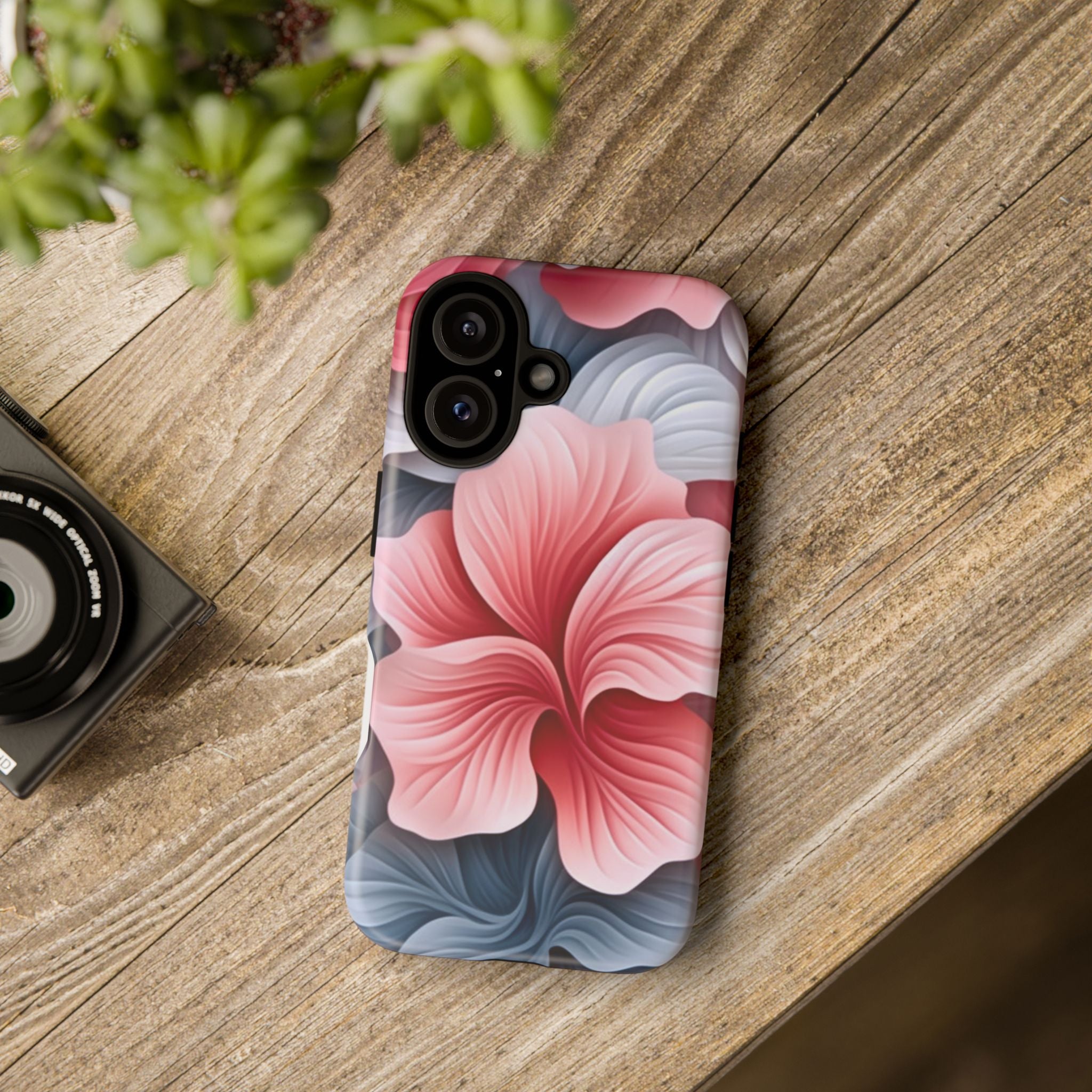 Abstract Floral Pink iPhone Case - Hexagon Stone