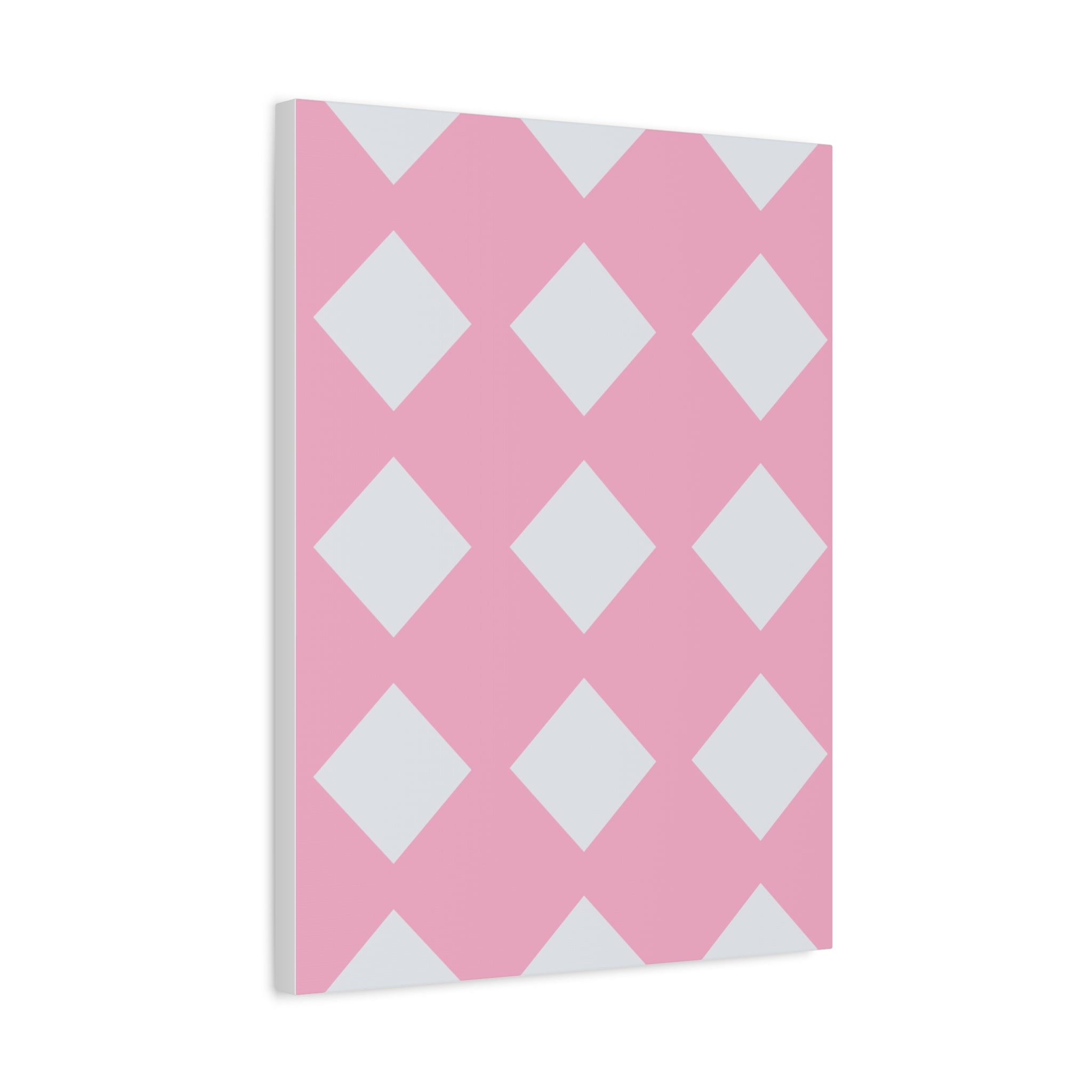 Pink & Grey Diamond Canvas Art Print