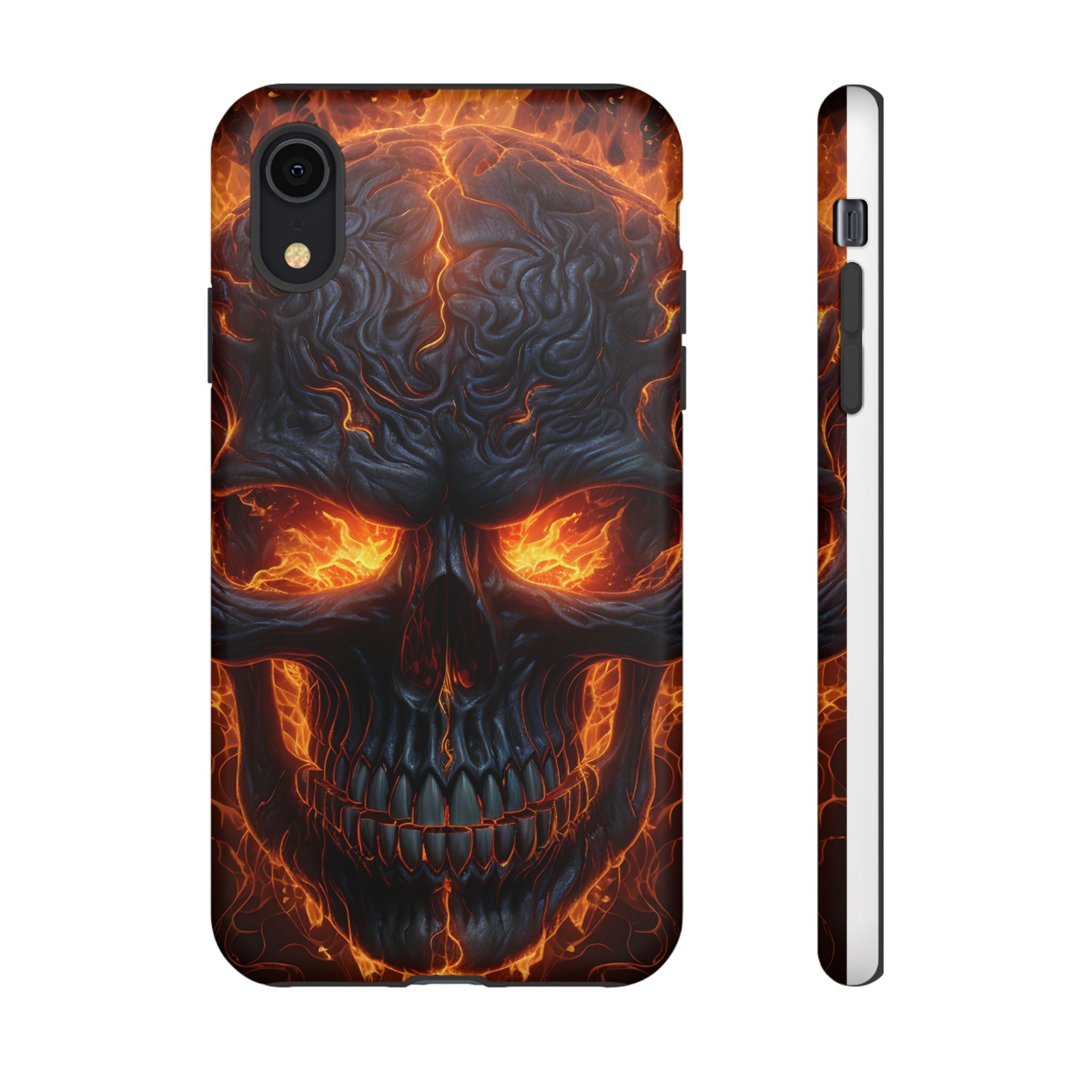 Fiery Skull Hexagon iPhone Case - Rugged Texture