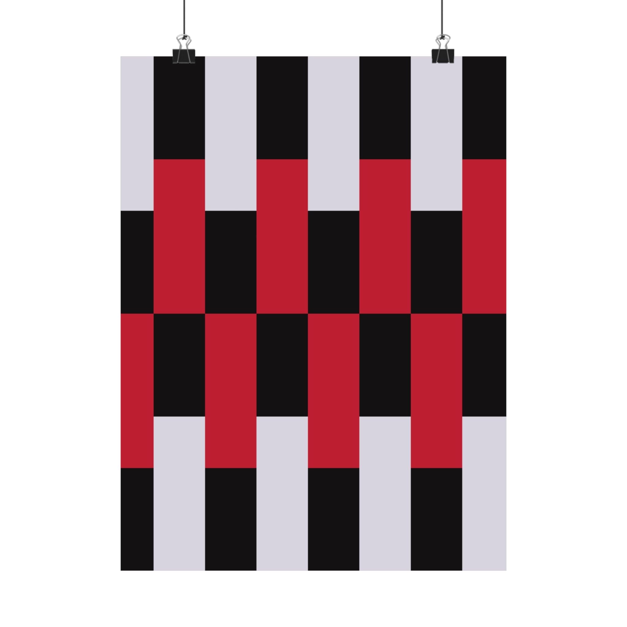 Abstract Geometric Art Poster - Red & Black