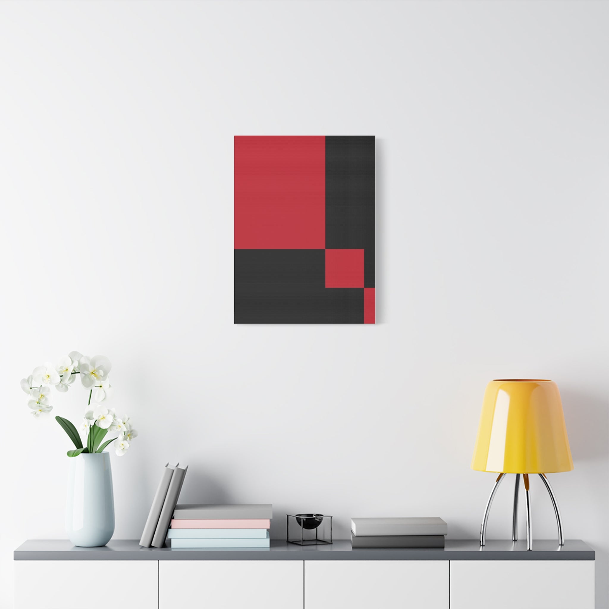 Abstract Red & Black Geometric Canvas Art