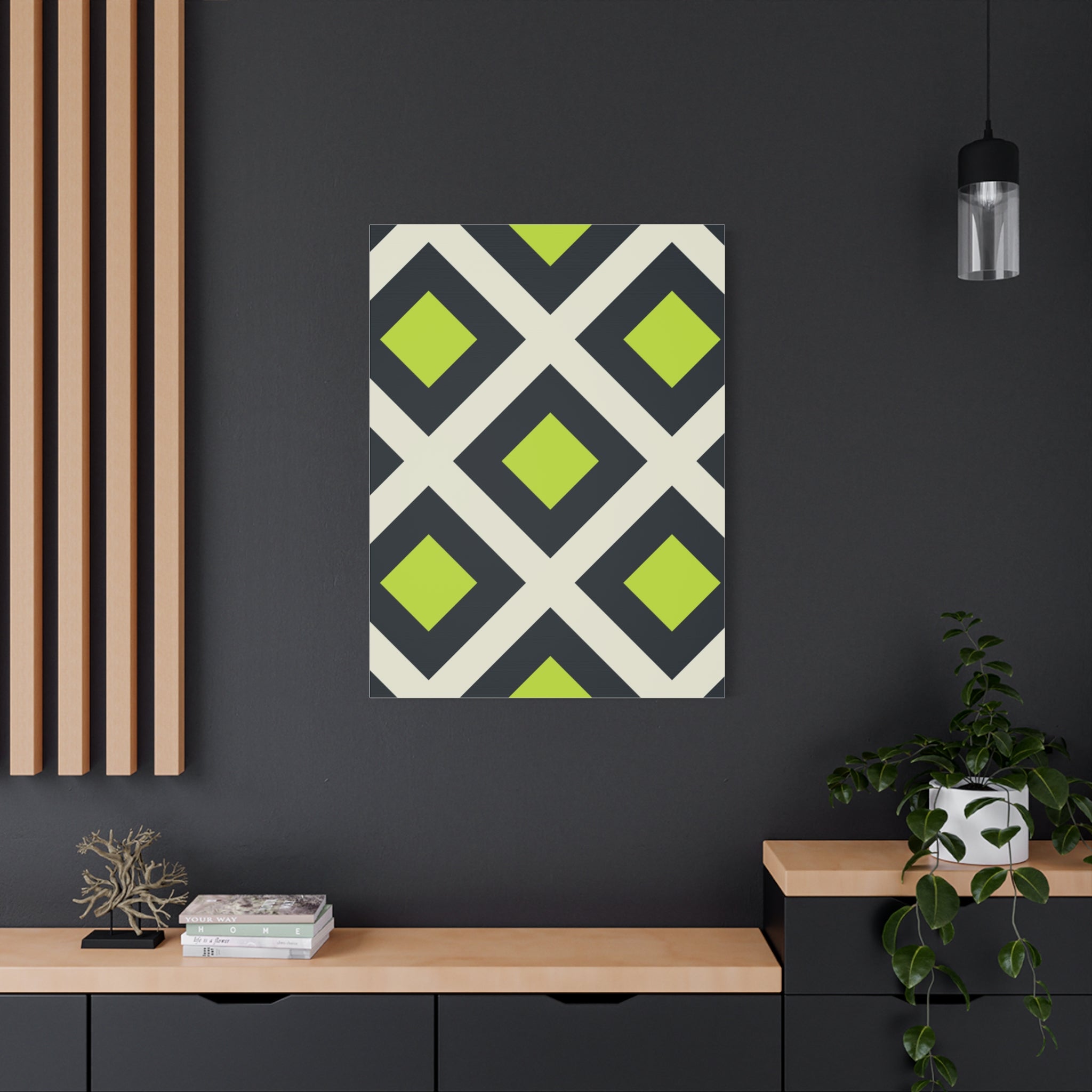 Geometric Teal & Green Canvas Art