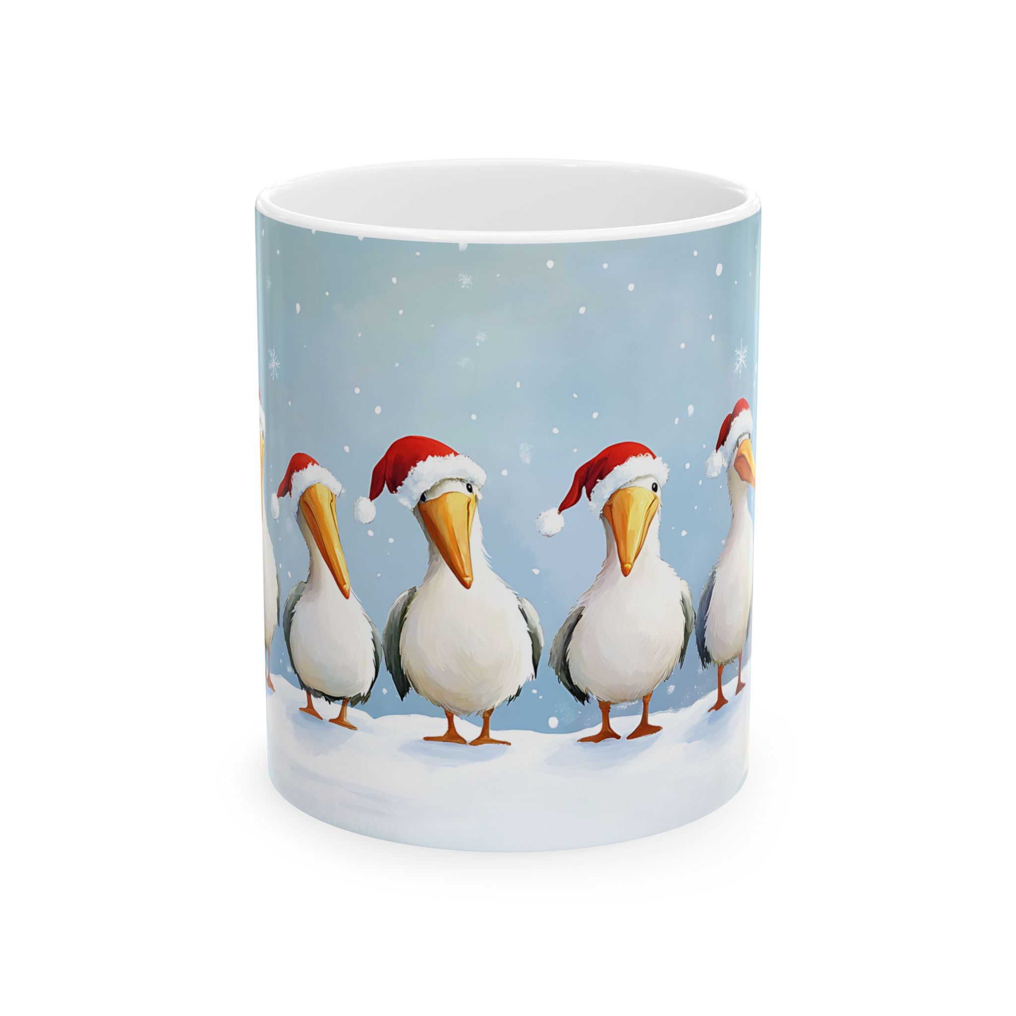 Pelican Christmas Mug: Snowy Santa Birds