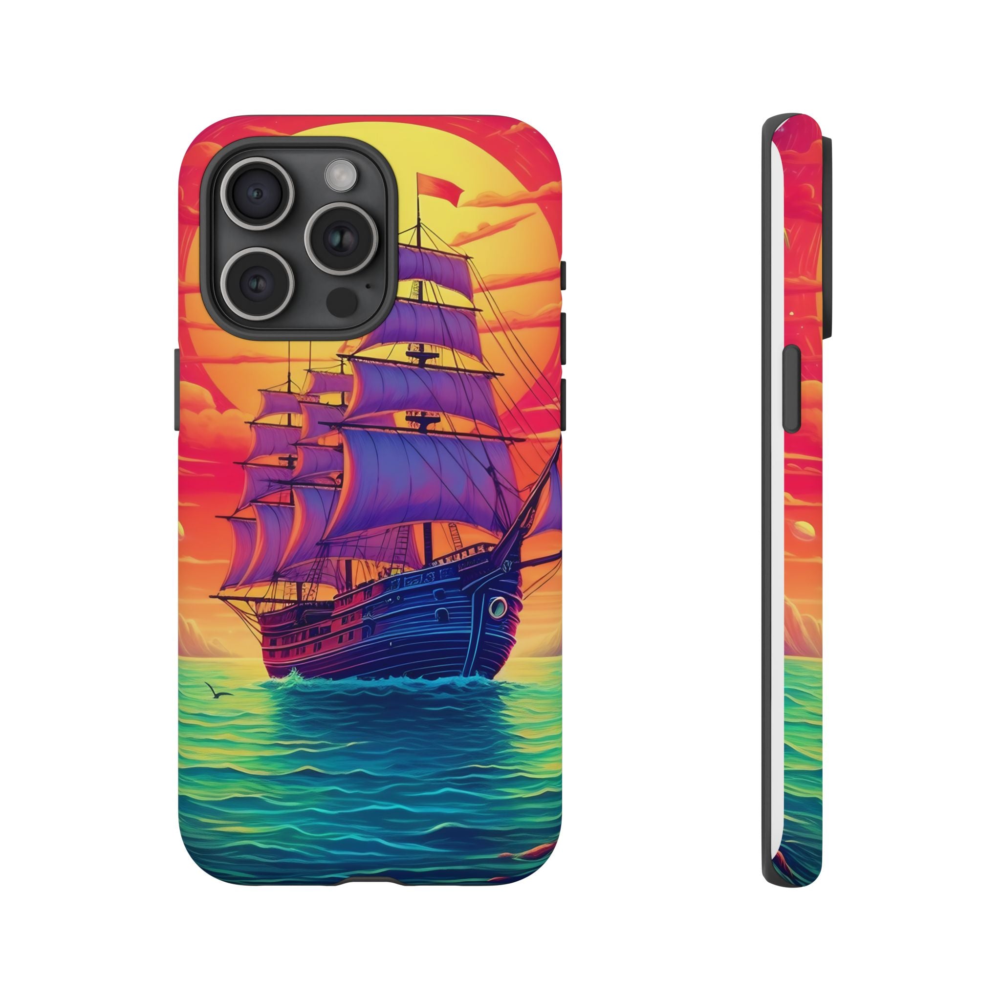 Sunset Galleon Hexagon Stone iPhone Case