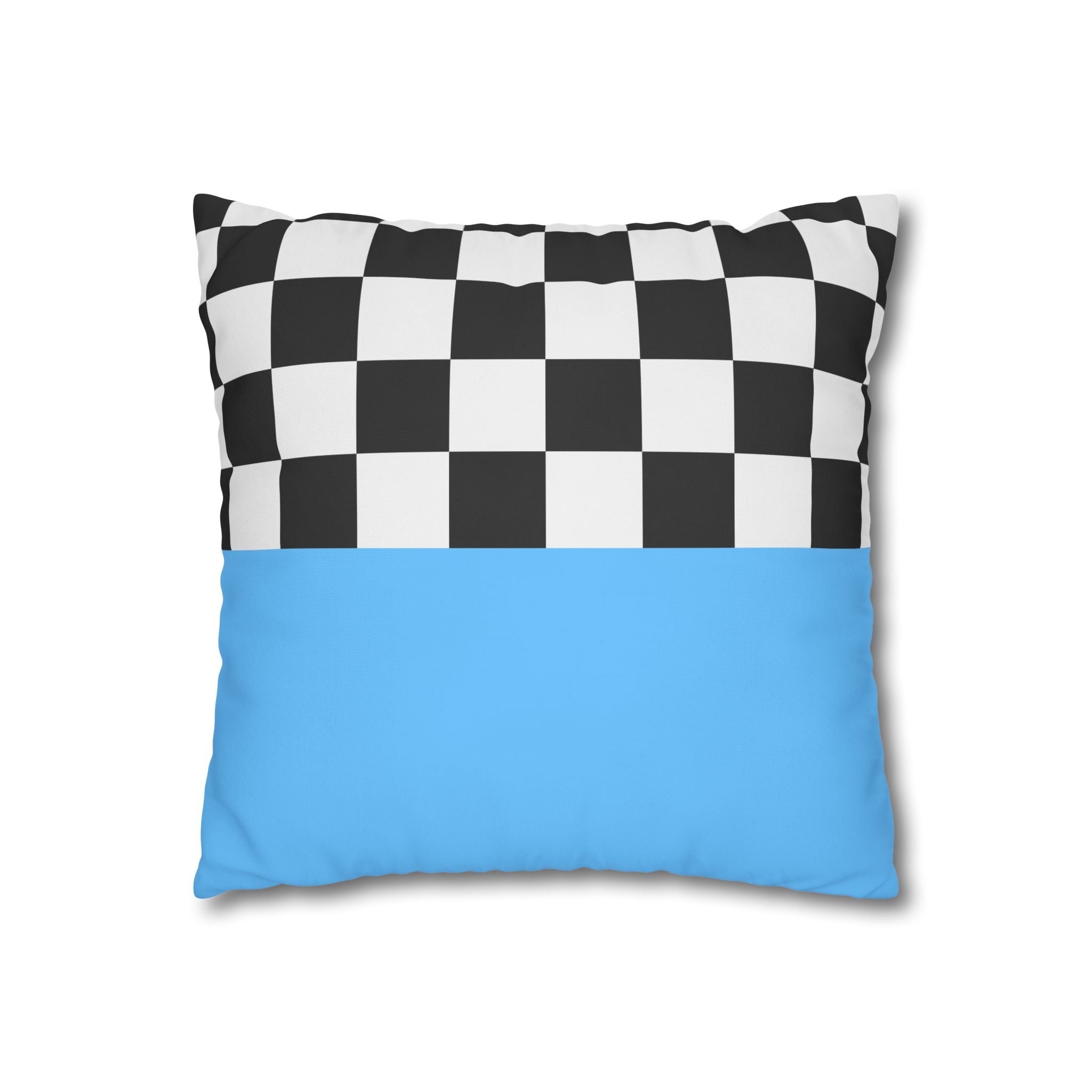 Checkered & Blue Pillowcase - Modern Design