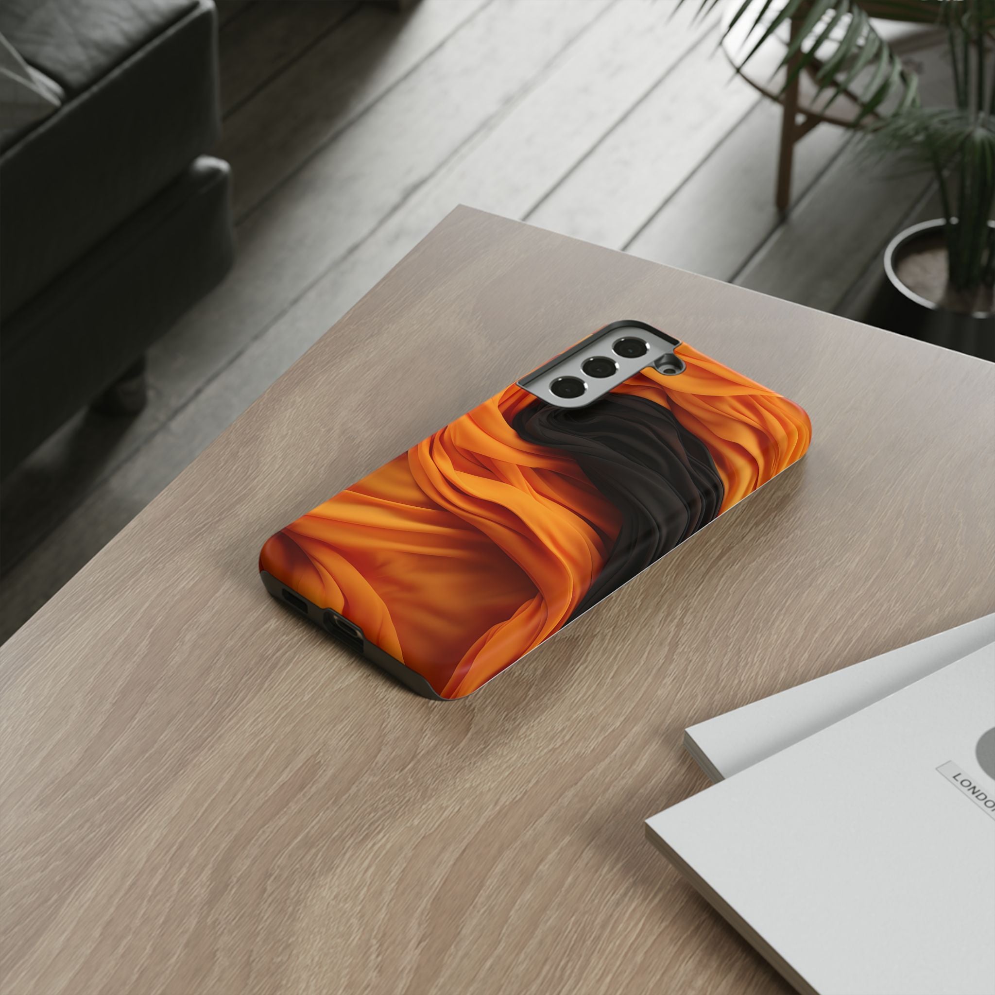 Abstract Orange & Gray Drape Samsung Case