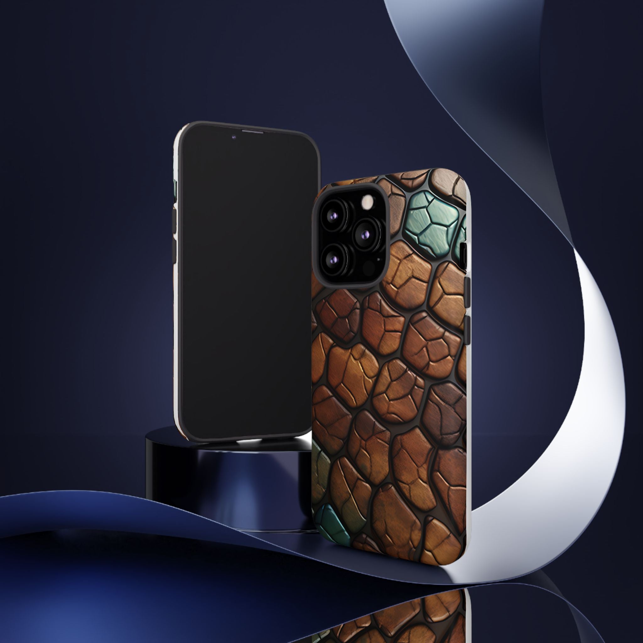 Mosaic Reptile iPhone Case - Teal & Brown