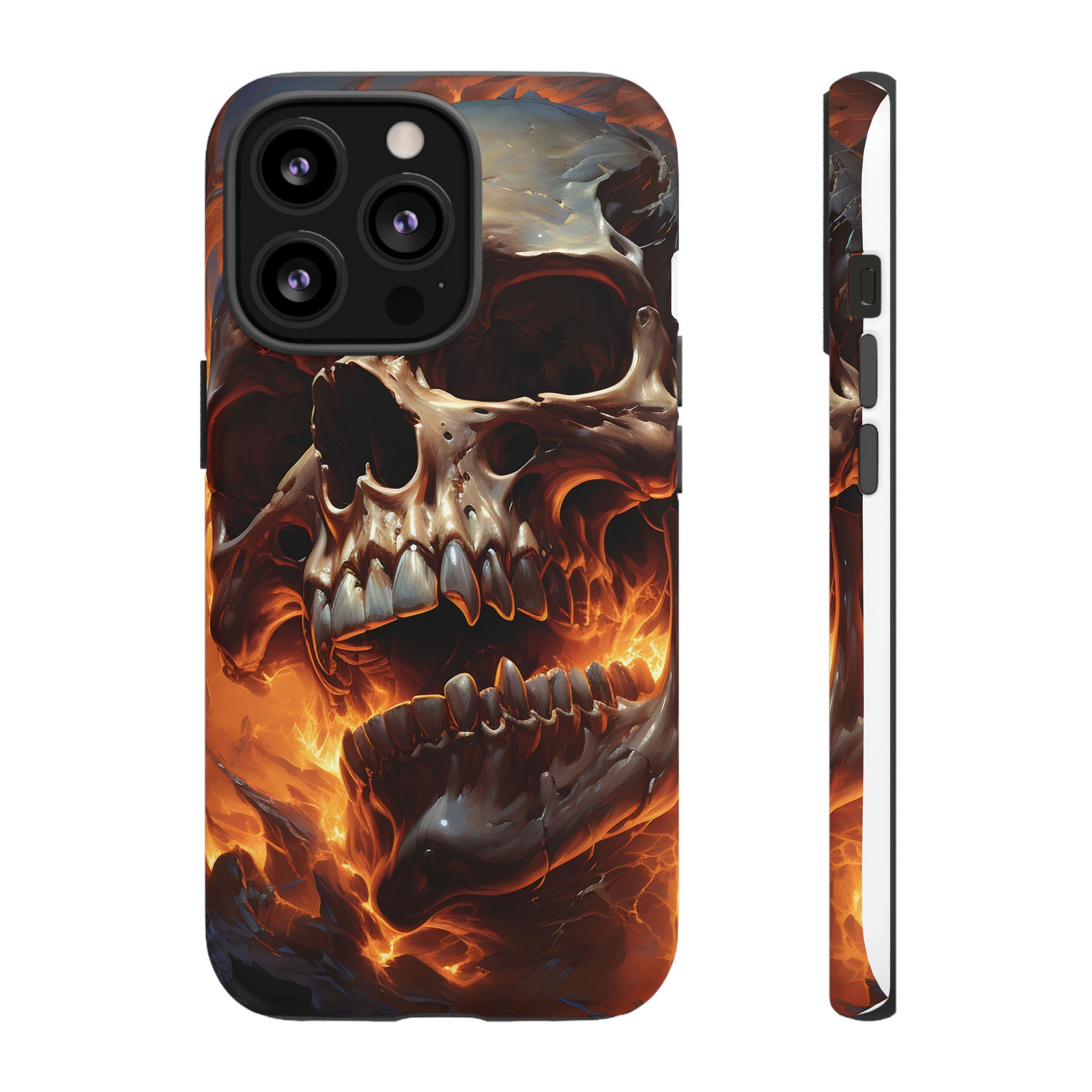 Fiery Skull Hexagon iPhone Case - Rugged