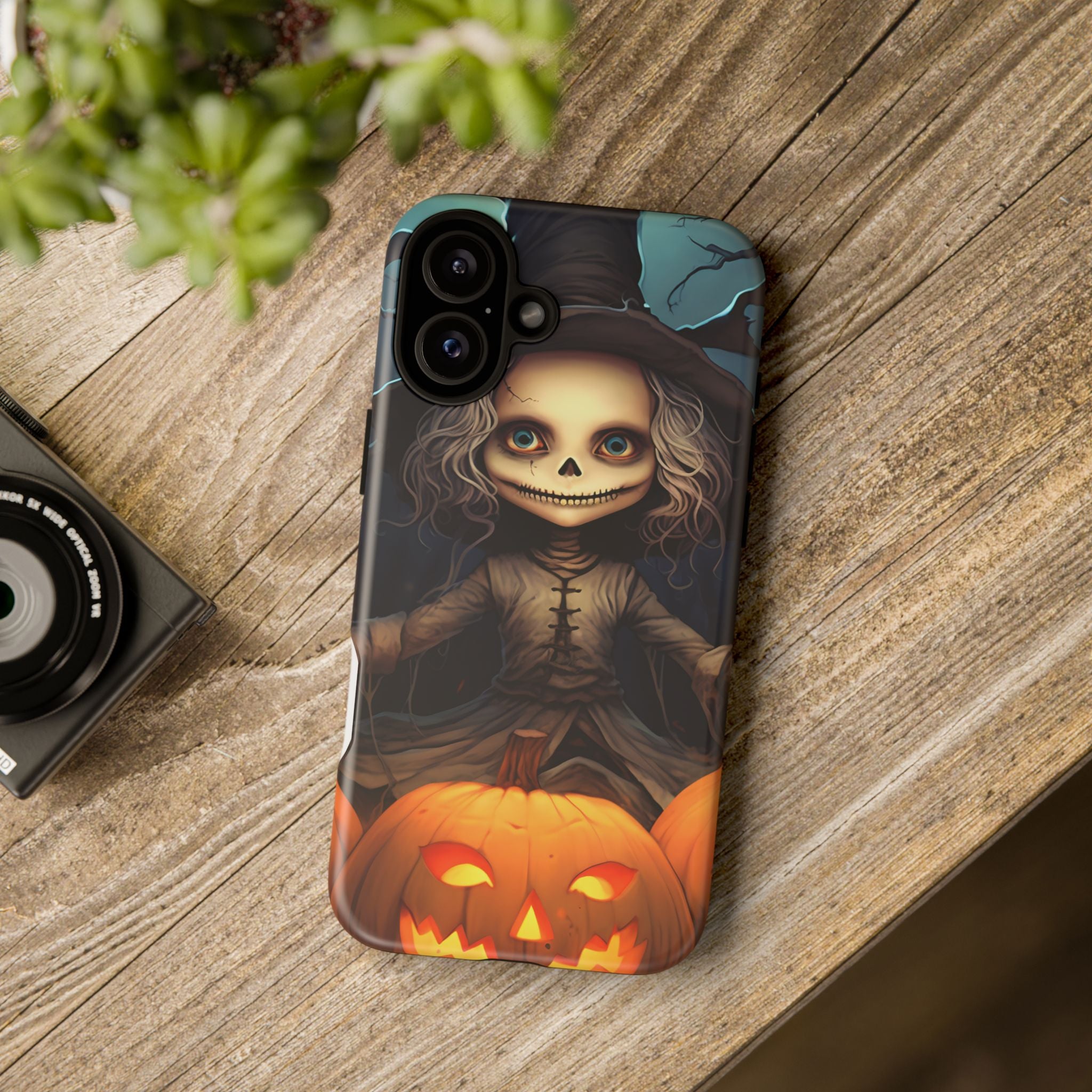 Spooky Skull Girl Halloween iPhone Case - Hexagon Stone