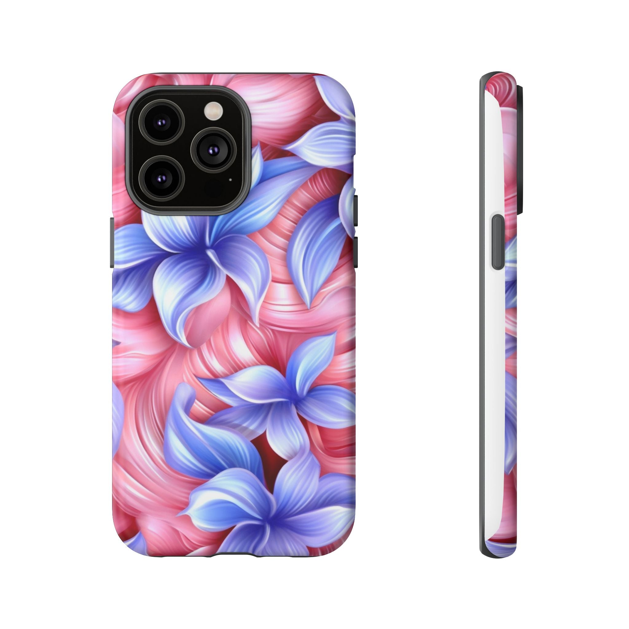 Dreamy Pink & Blue Floral iPhone Case - Hexagon Stone