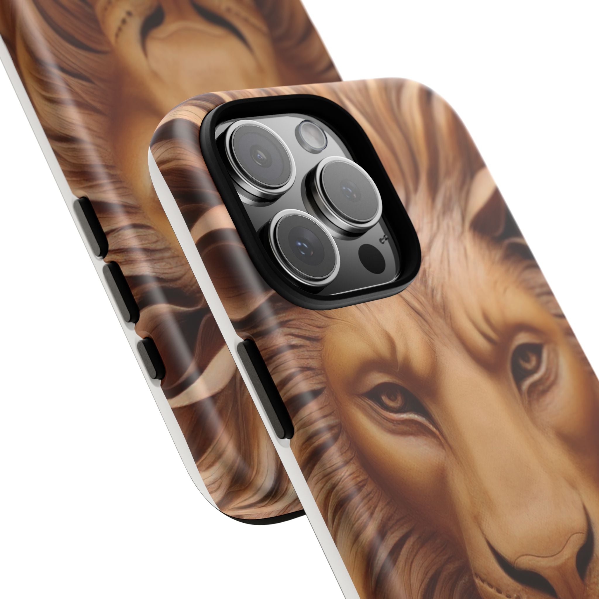 Majestic Lion Head Hexagon Stone iPhone Case