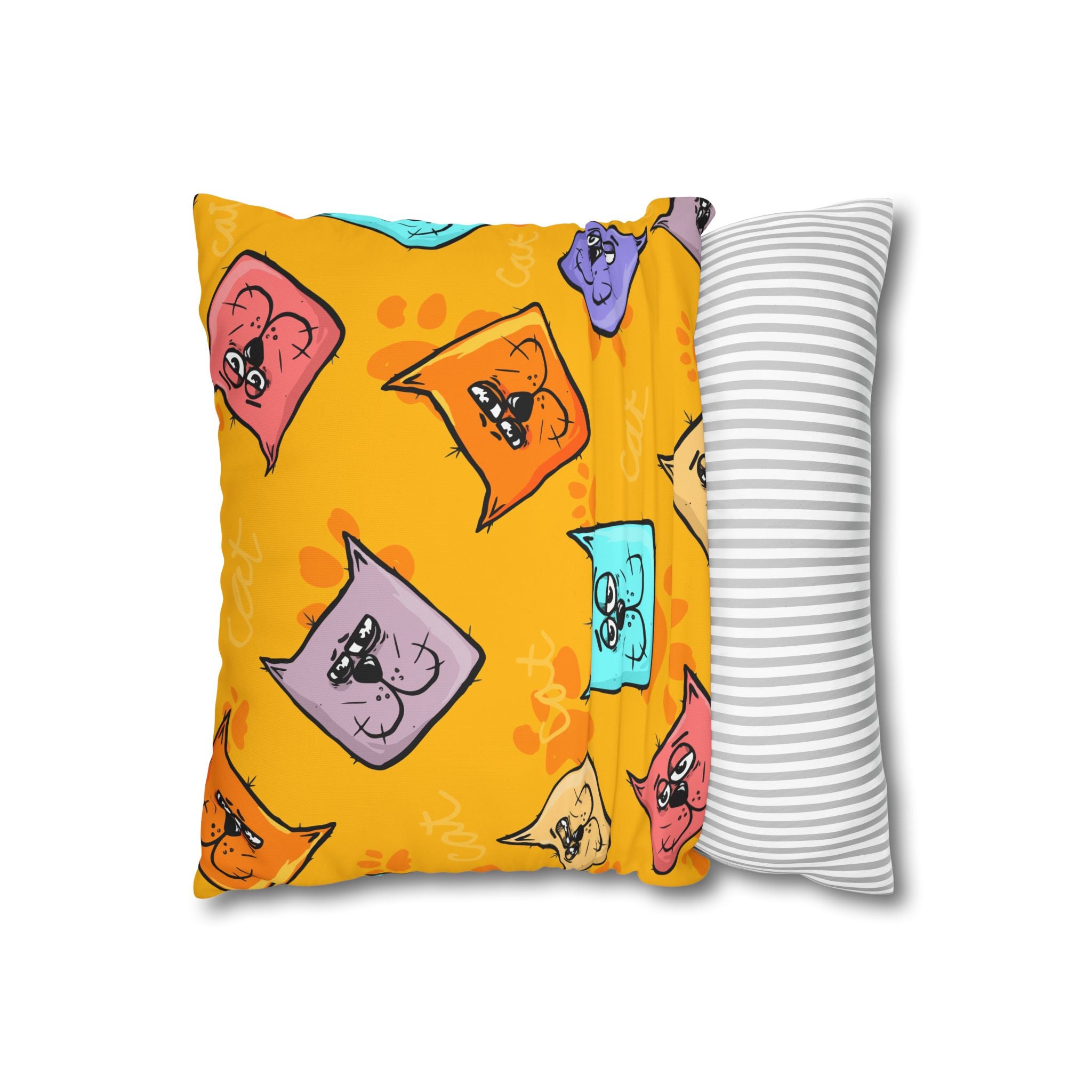 Pastel Cat Pillowcase - Gold Paw Print