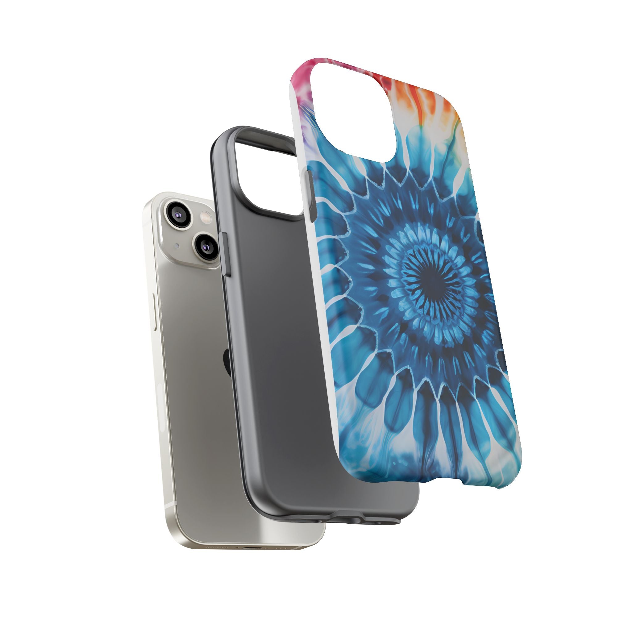 Cosmic Mandala Tie-Dye iPhone Case - Rugged Hexagon Stone