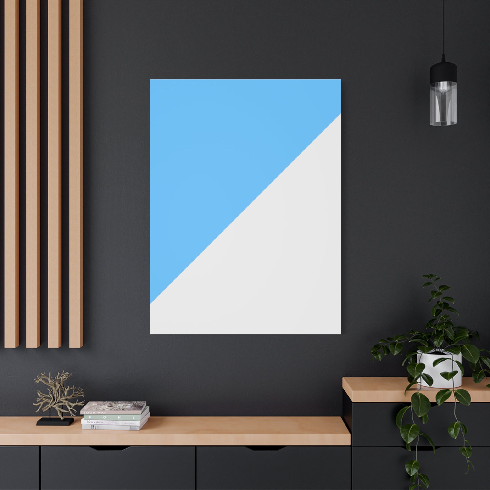 Abstract Blue & Gray Diagonal Canvas Art