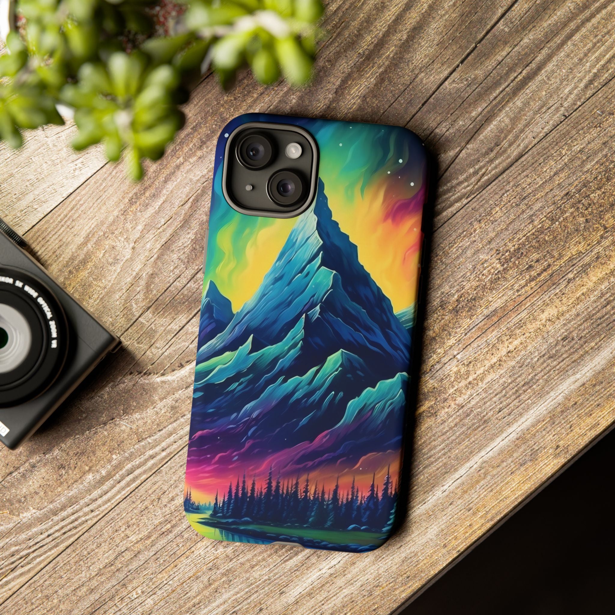 Aurora Mountain Hexagon iPhone Case