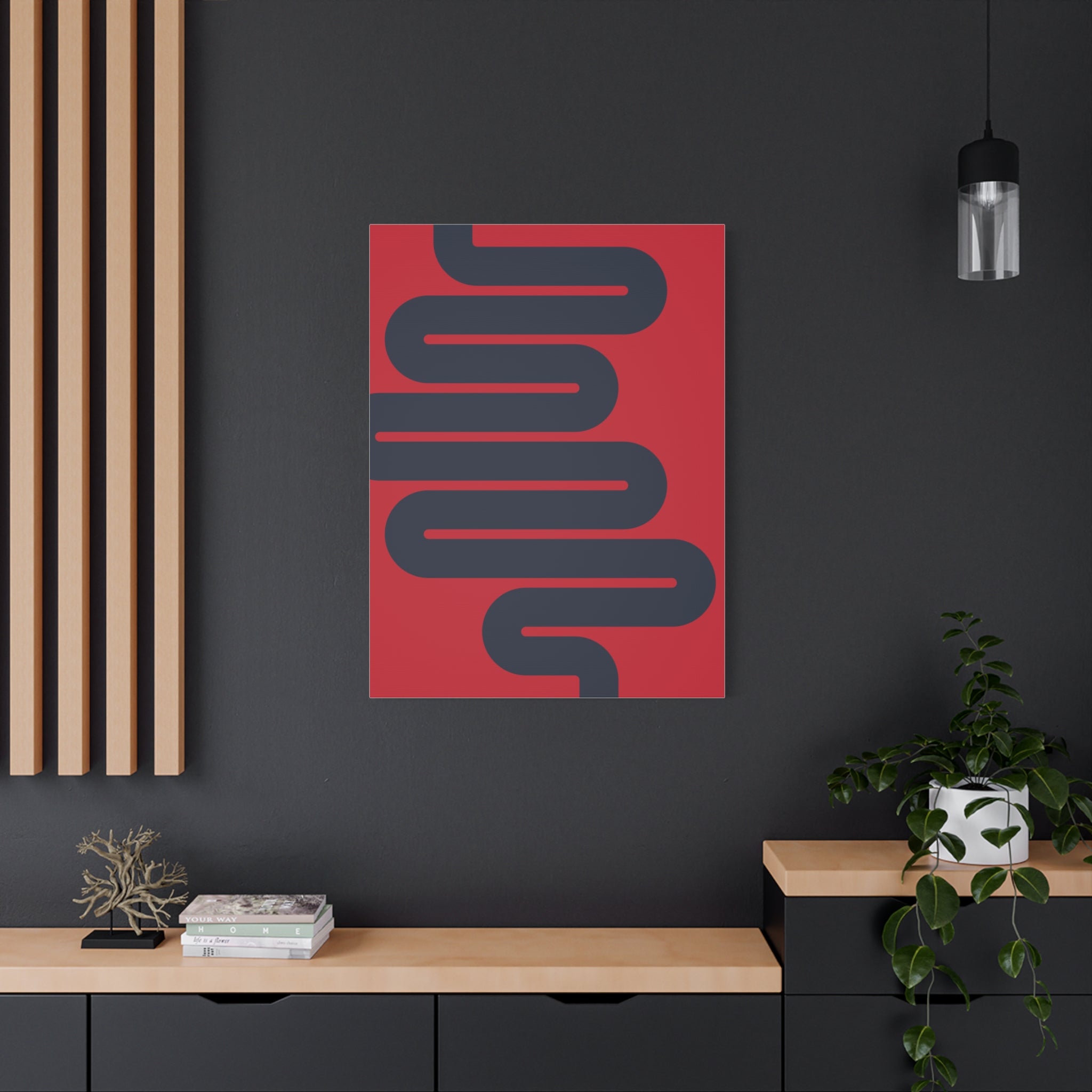 Abstract Intestines Art - Red & Blue Canvas