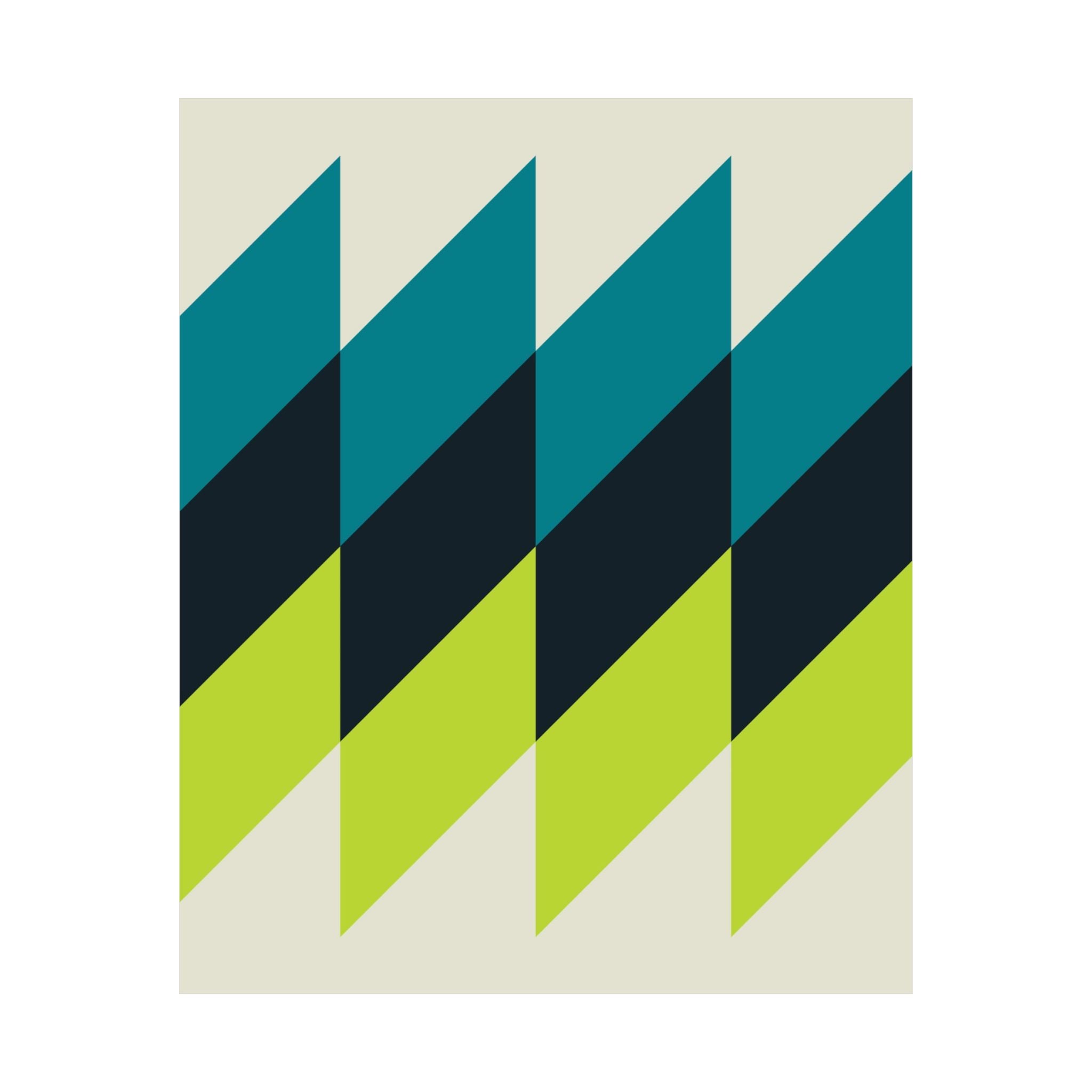 Geometric Teal & Lime Green Wave Poster