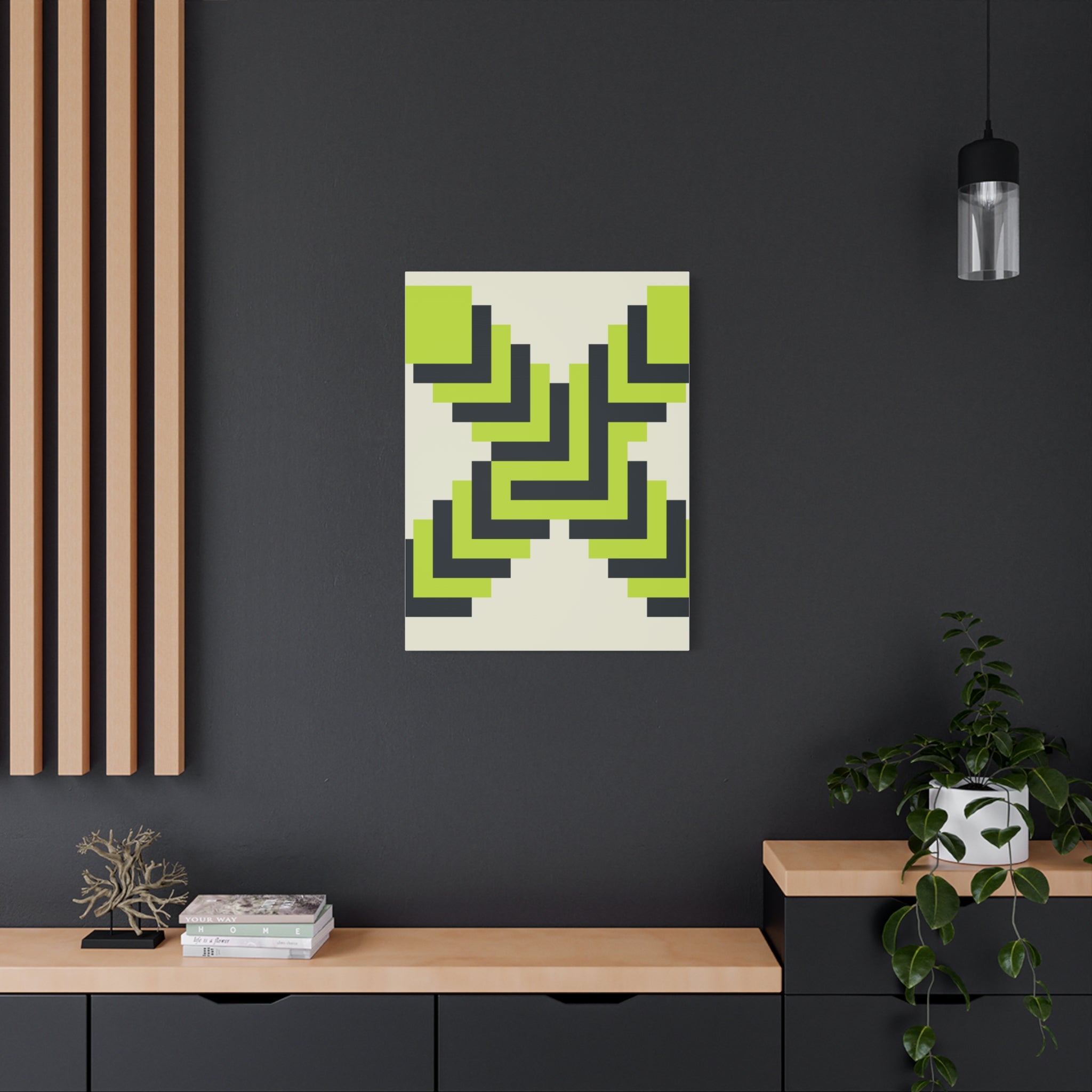 Geometric X Canvas Art - Teal & Lime