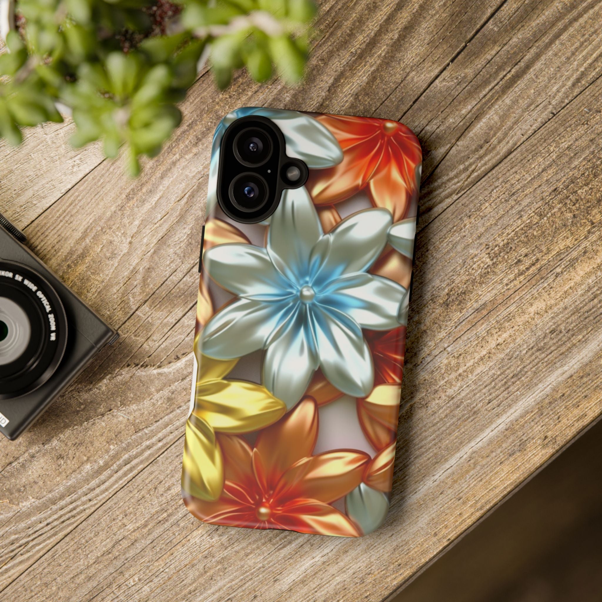 Metallic Flower Hexagon iPhone Case - Rugged