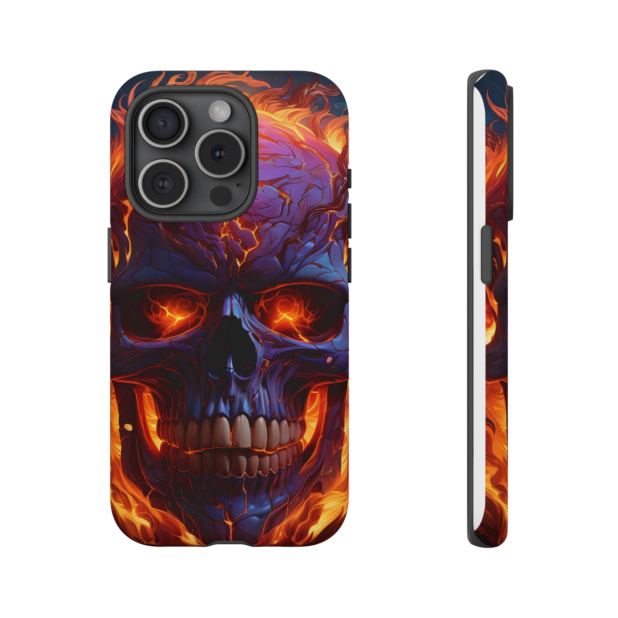 Fiery Skull Hexagon iPhone Case - Rugged Texture