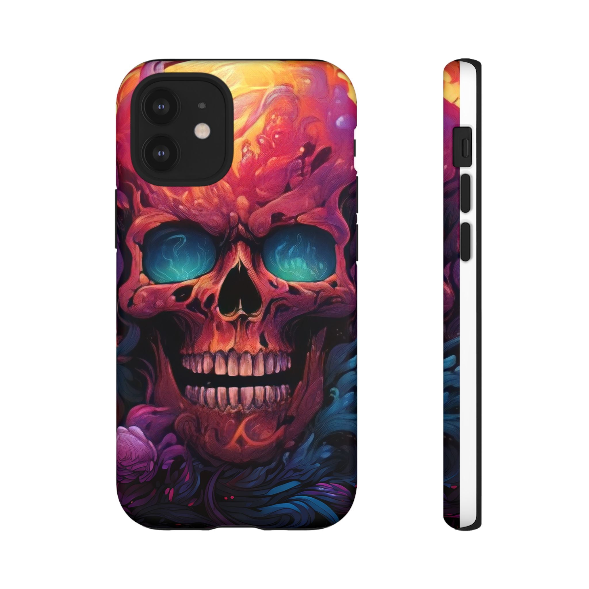 Fiery Skull Hexagon iPhone Case - Rugged Texture