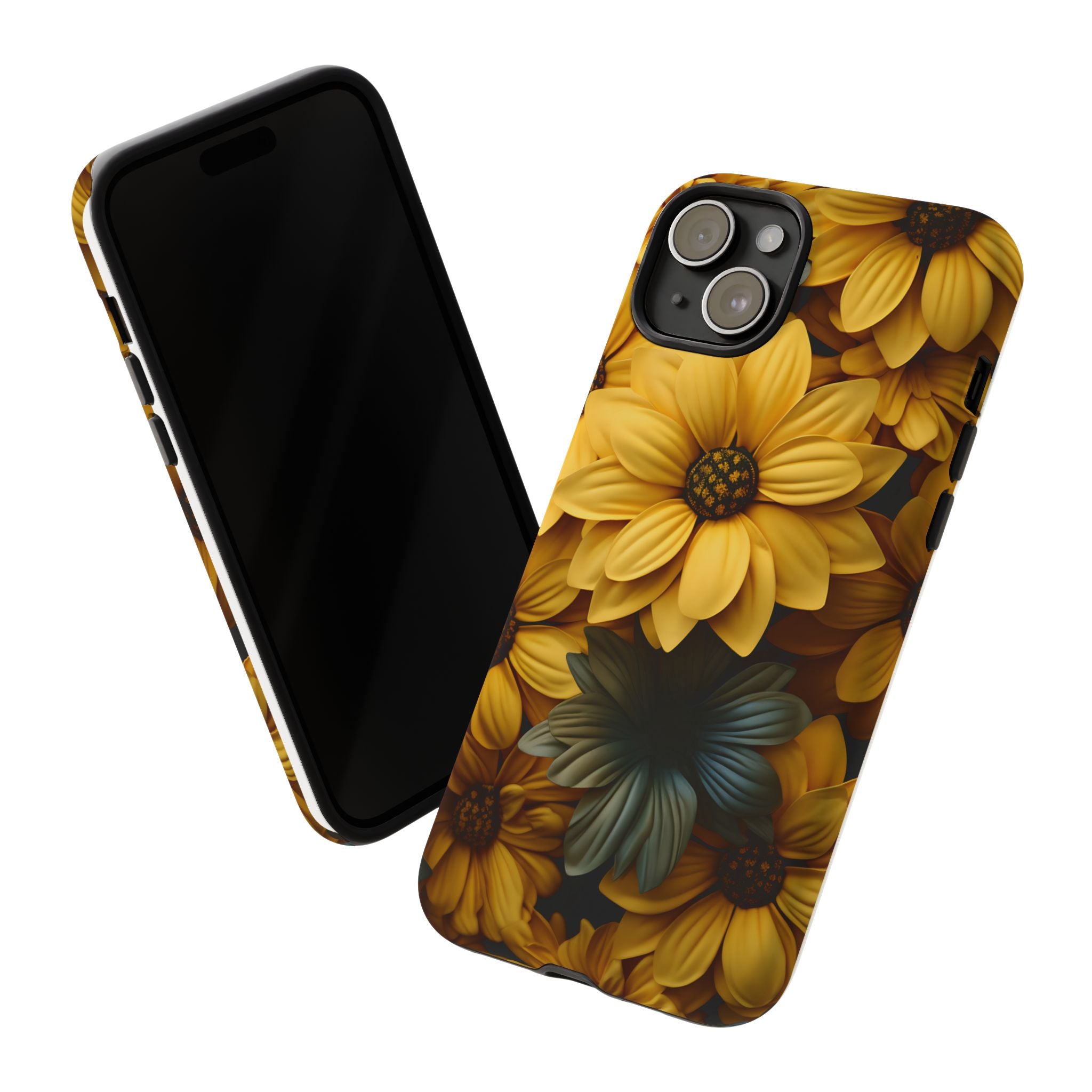 Golden Bloom Hexagon iPhone Case - Rugged Texture