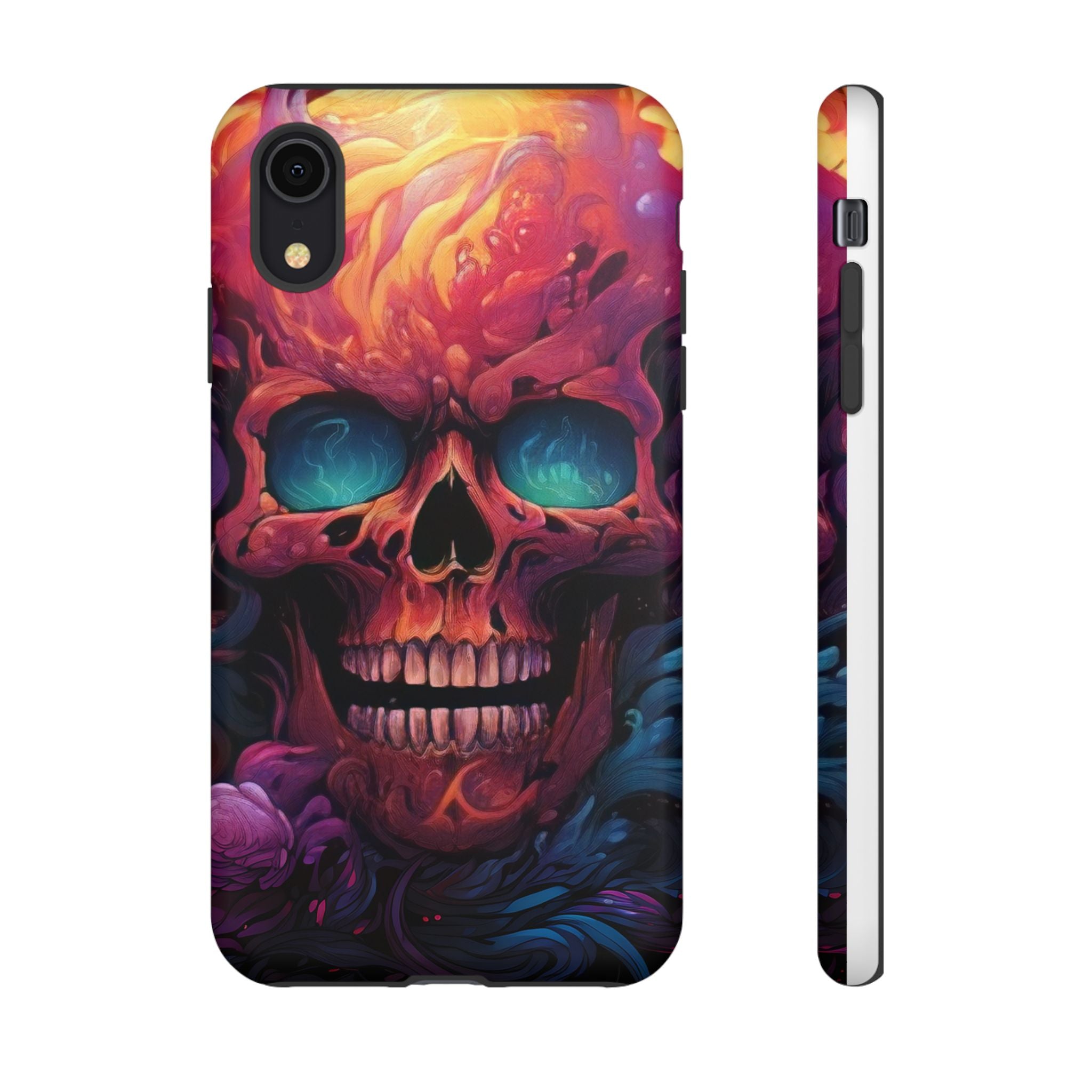 Fiery Skull Hexagon iPhone Case - Rugged Texture