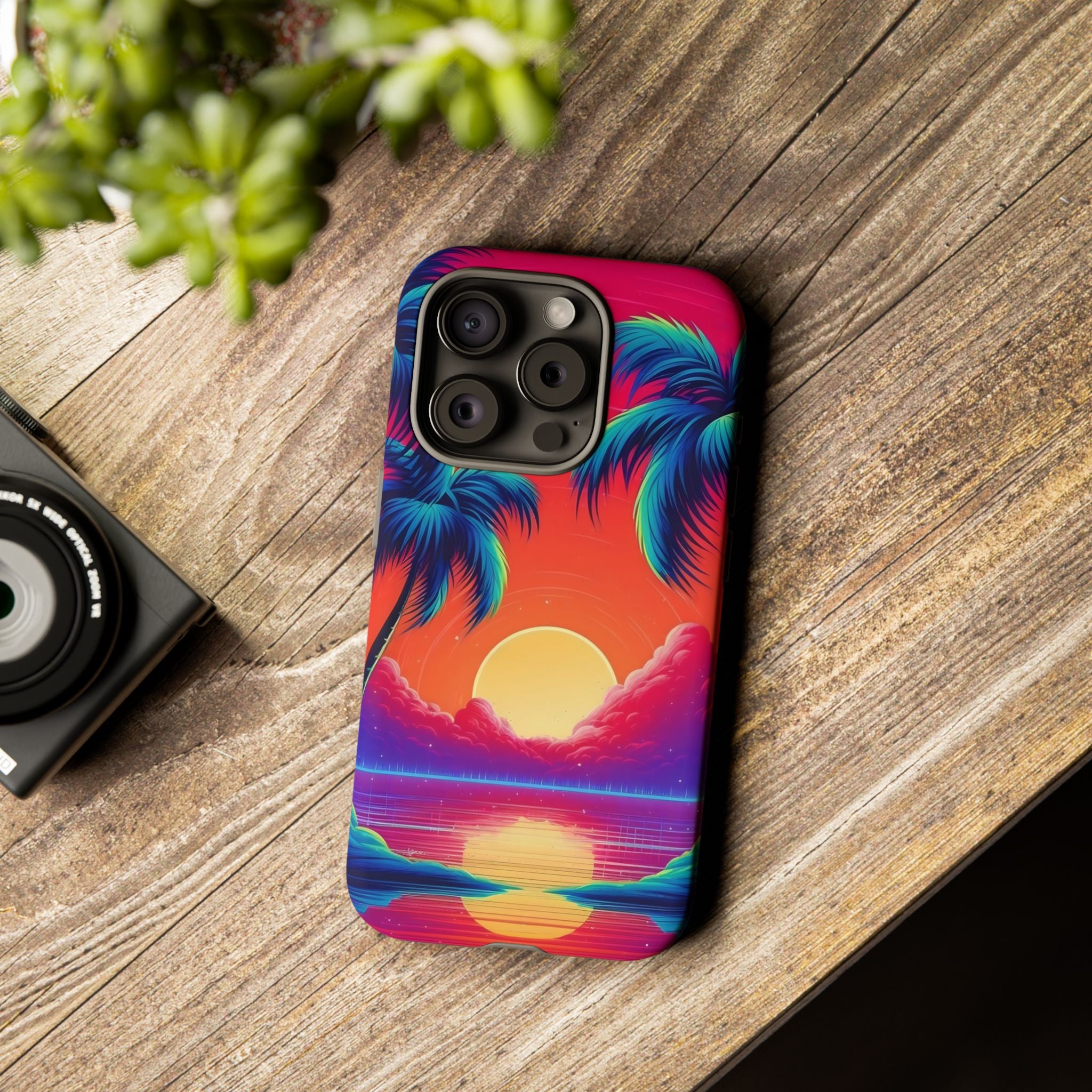 Sunset Palm Hexagon iPhone Case - Rugged