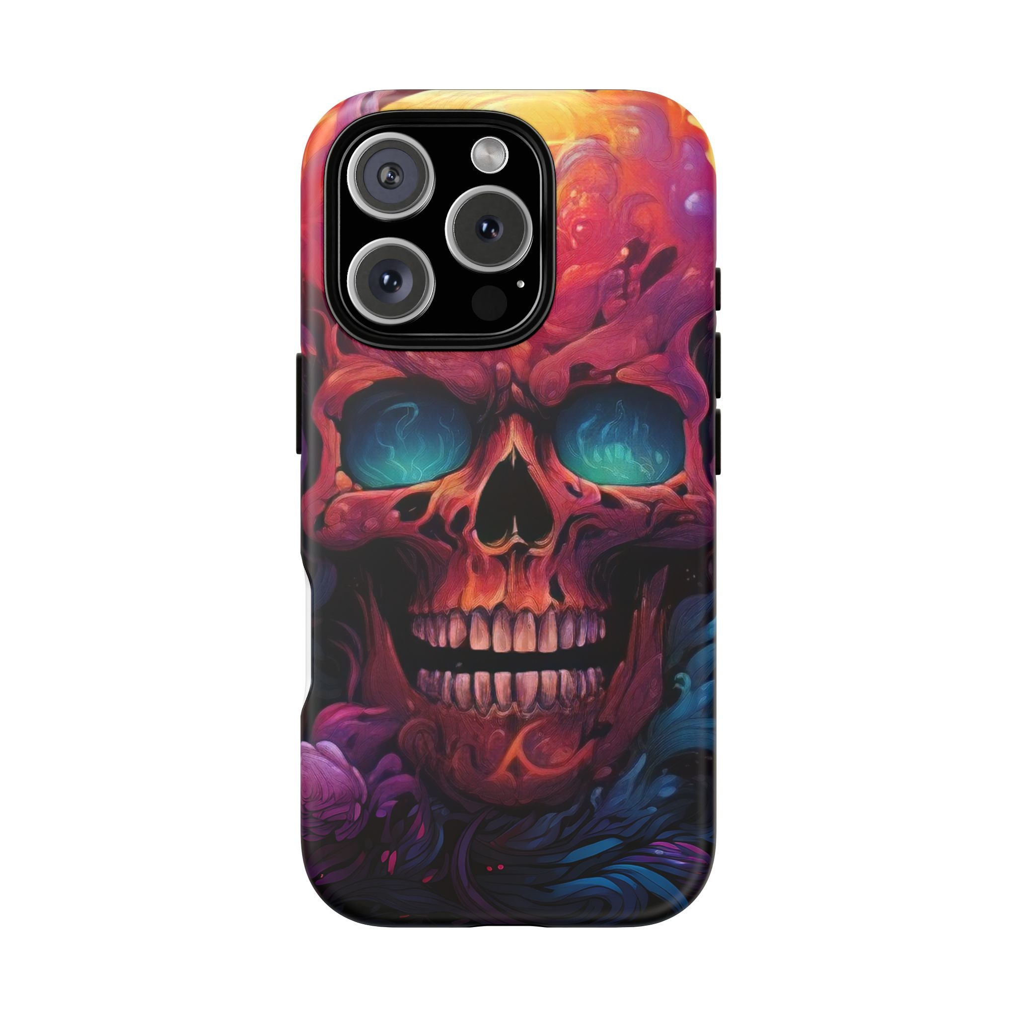 Fiery Skull Hexagon iPhone Case - Rugged Texture