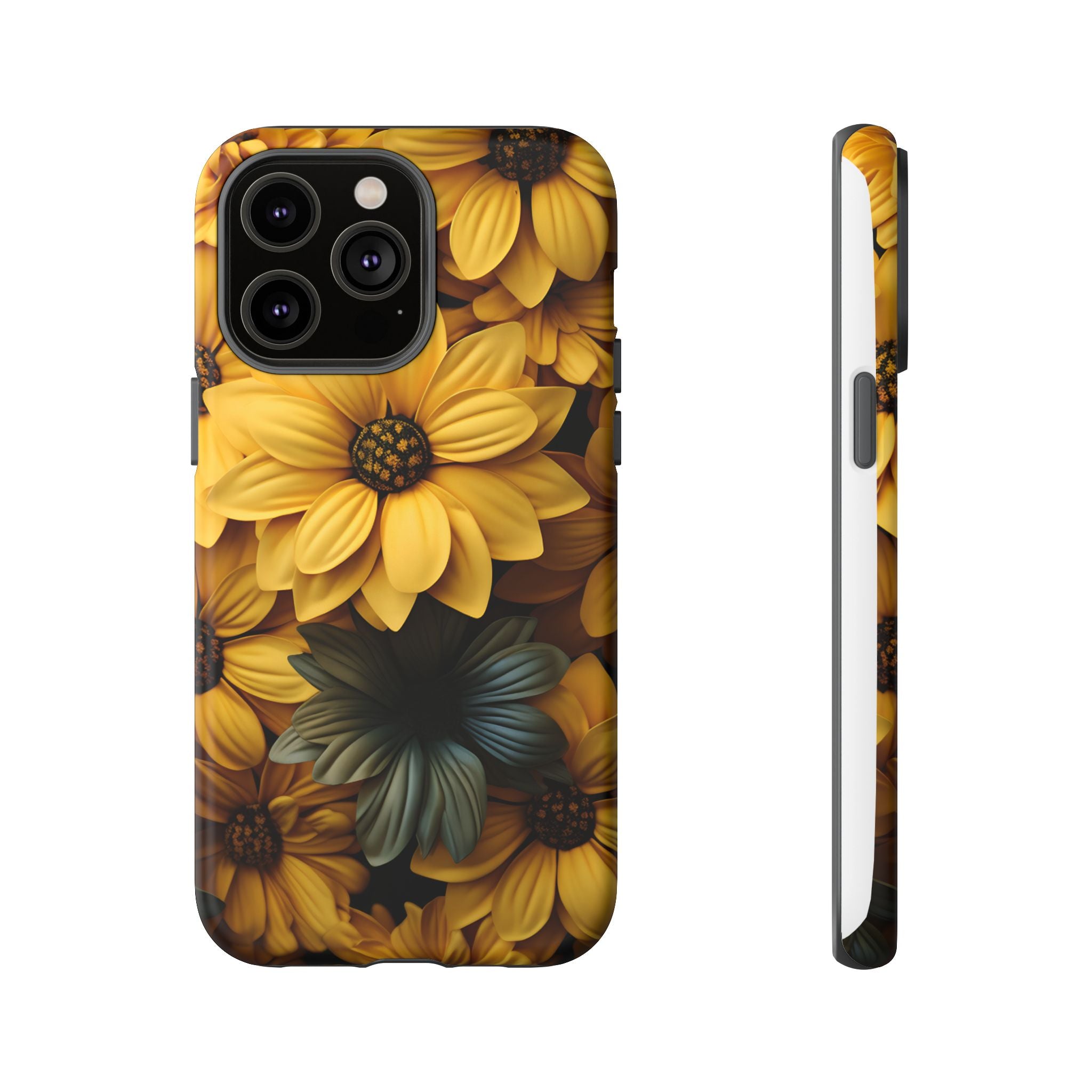 Golden Bloom Hexagon iPhone Case - Rugged Texture