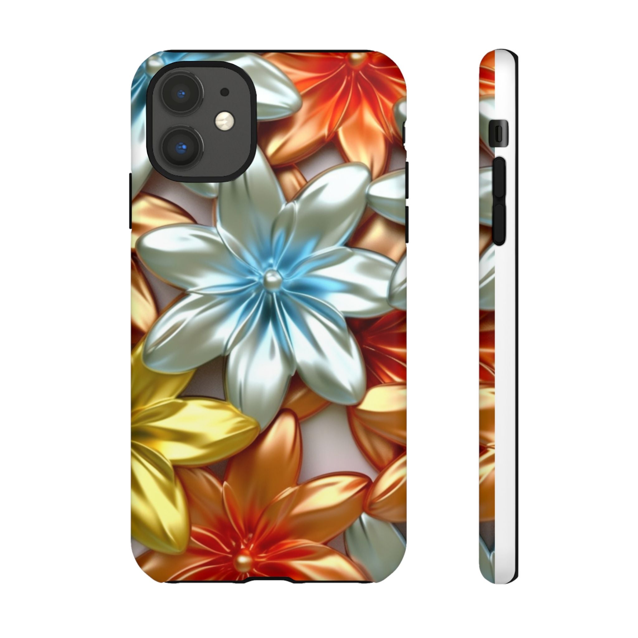 Metallic Flower Hexagon iPhone Case - Rugged