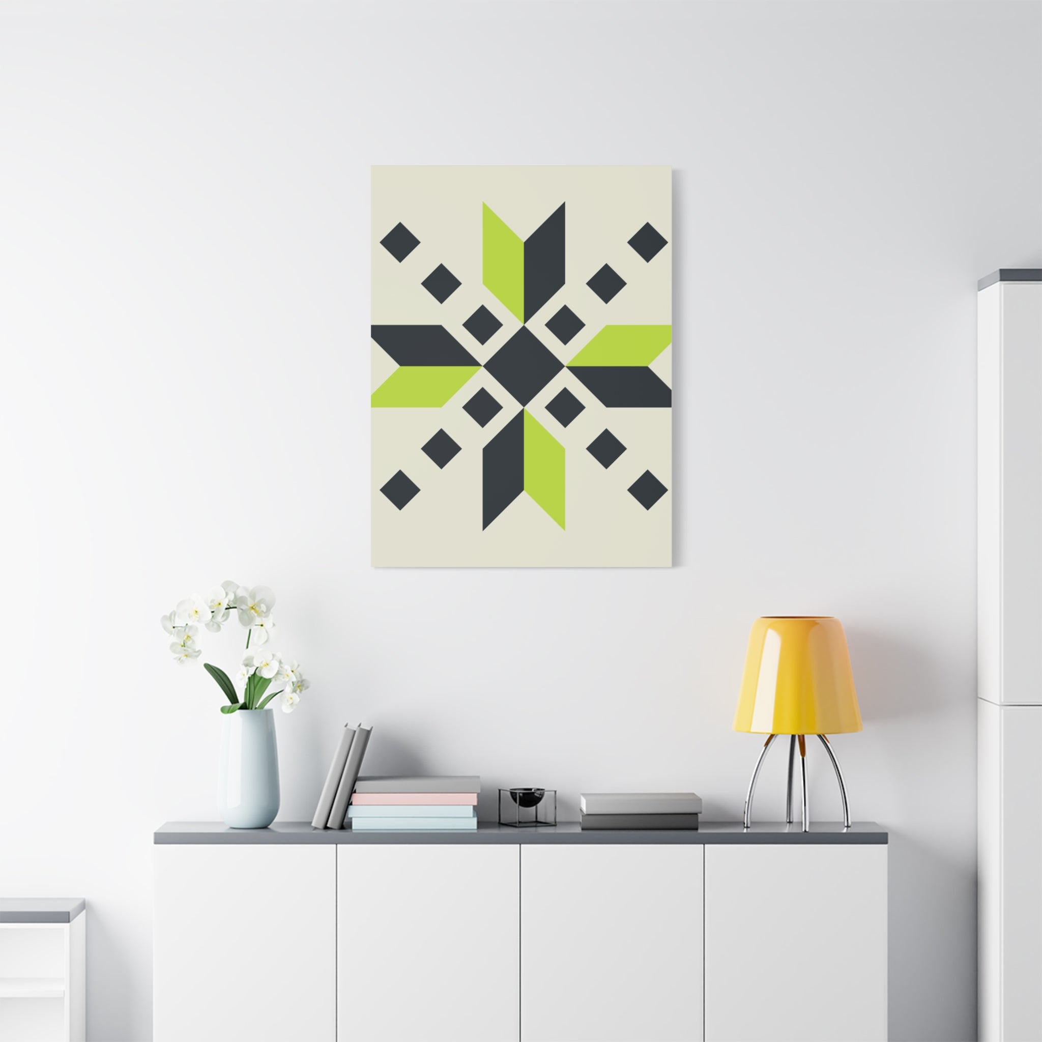 Geometric Green Starburst Canvas Art