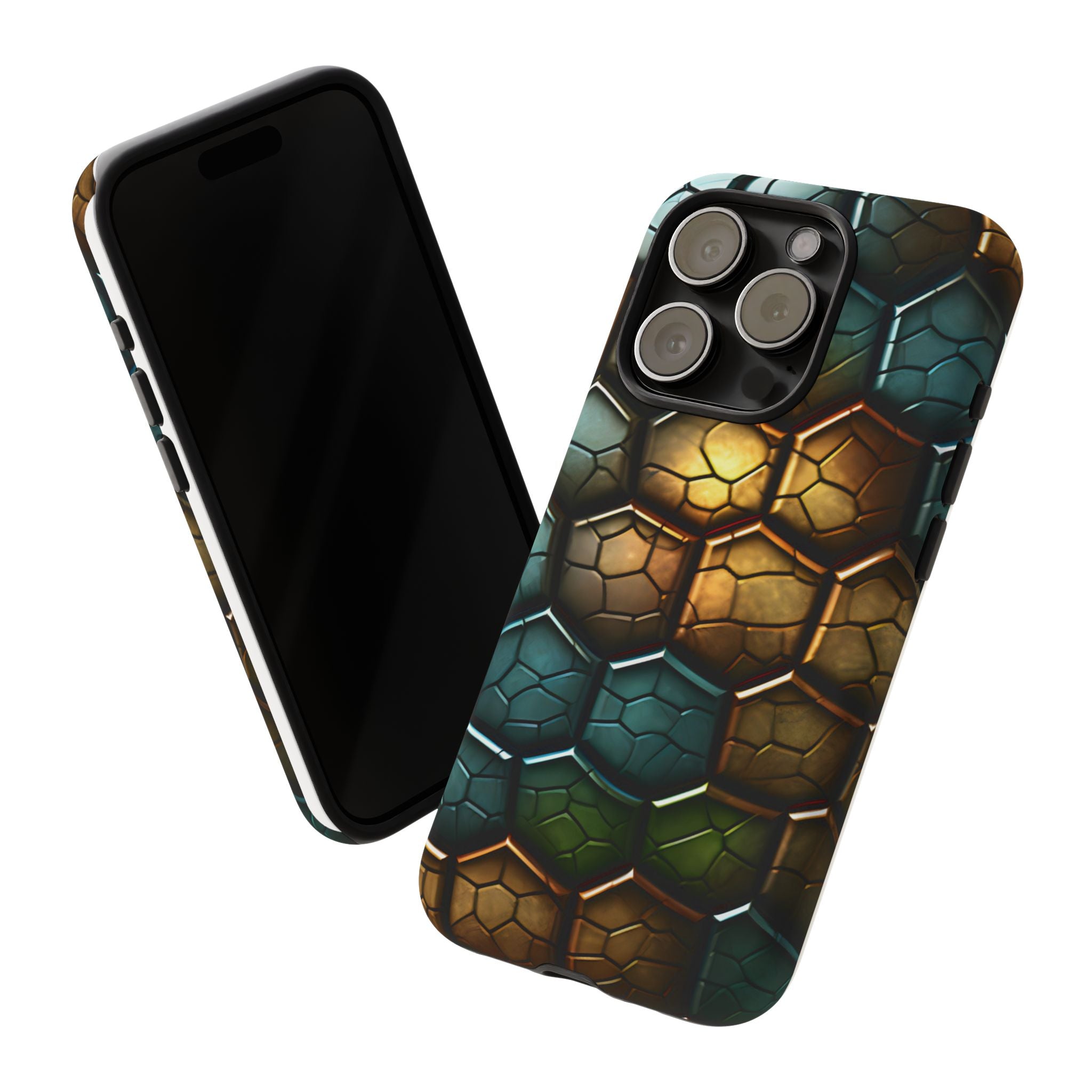 HexaScale iPhone Case: Teal & Bronze