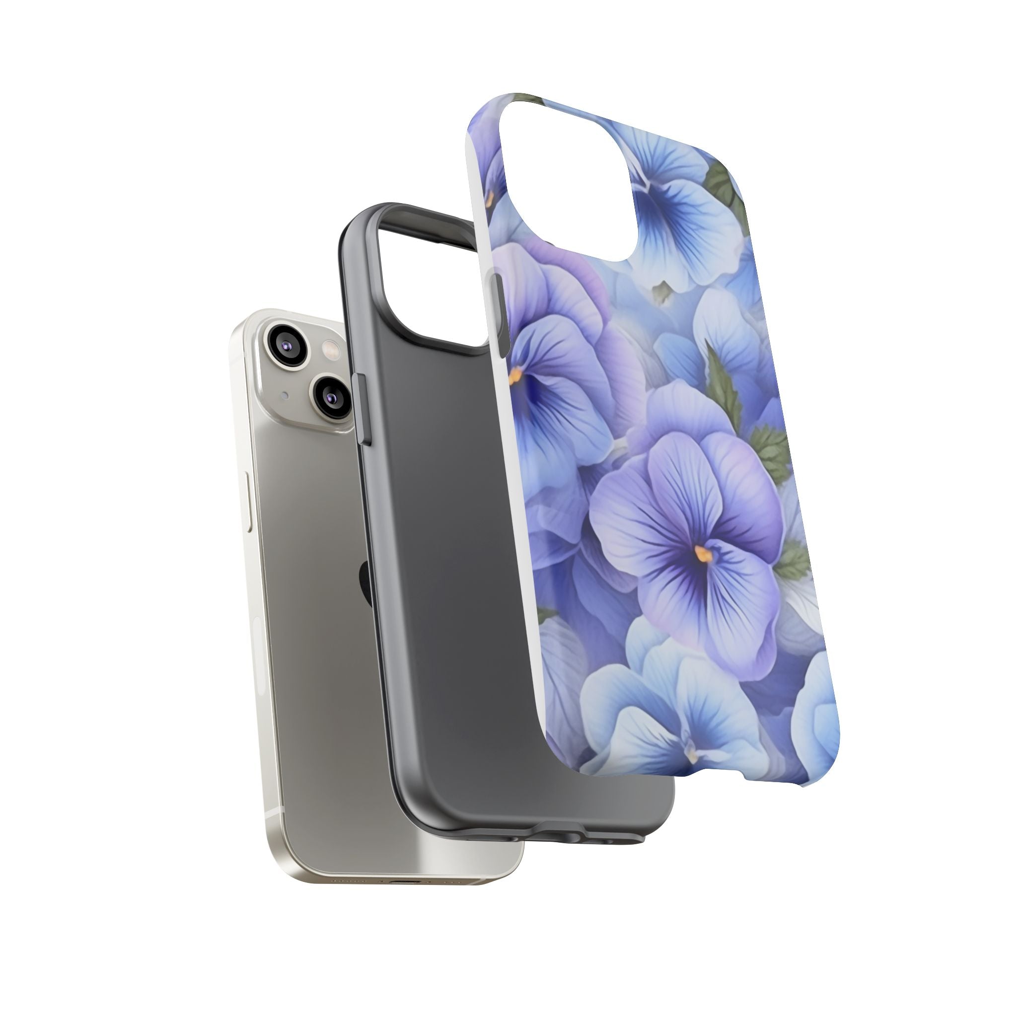 Dreamy Pansy Blue iPhone Case - Hexagon Stone