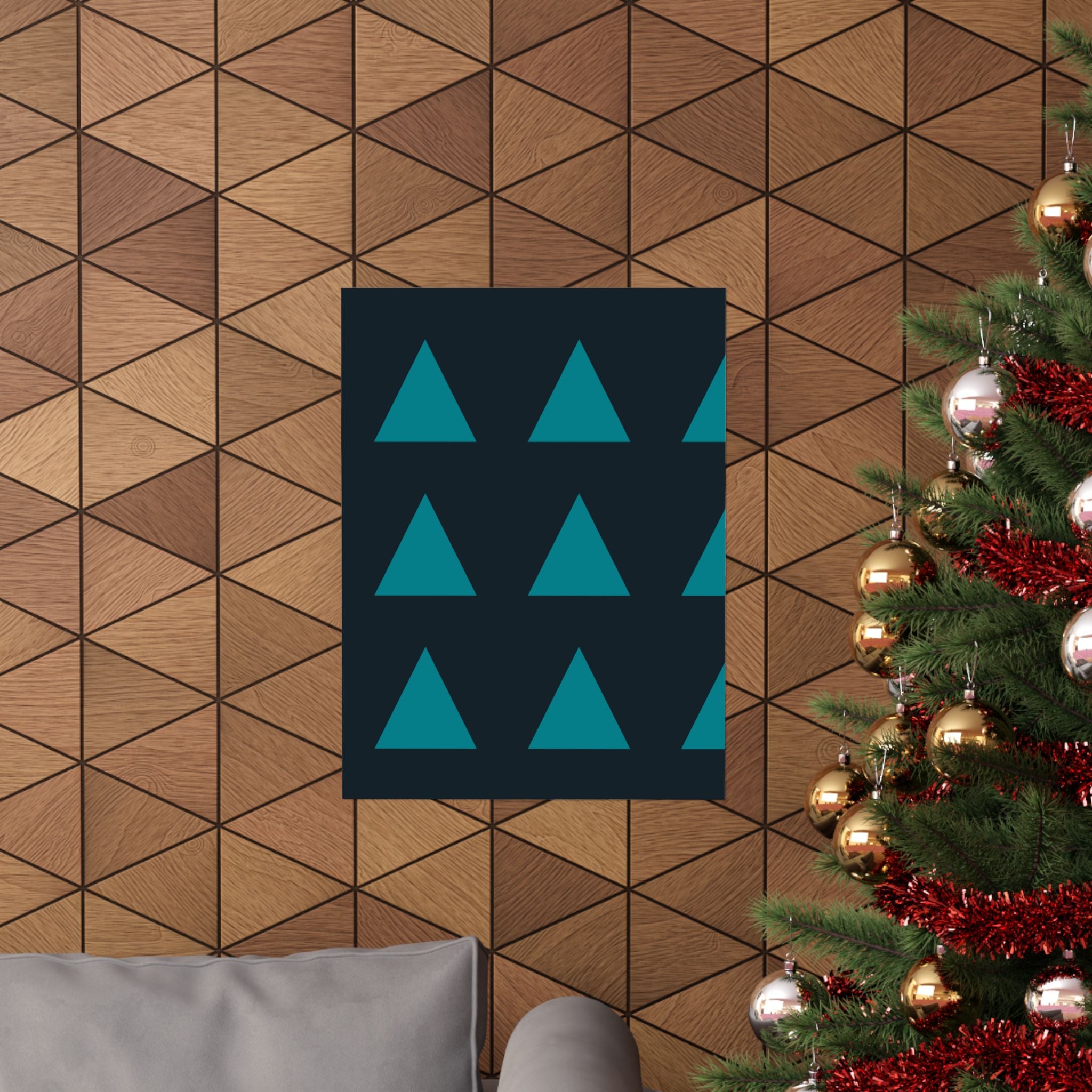 Teal Triangle Geometric Minimalist Poster