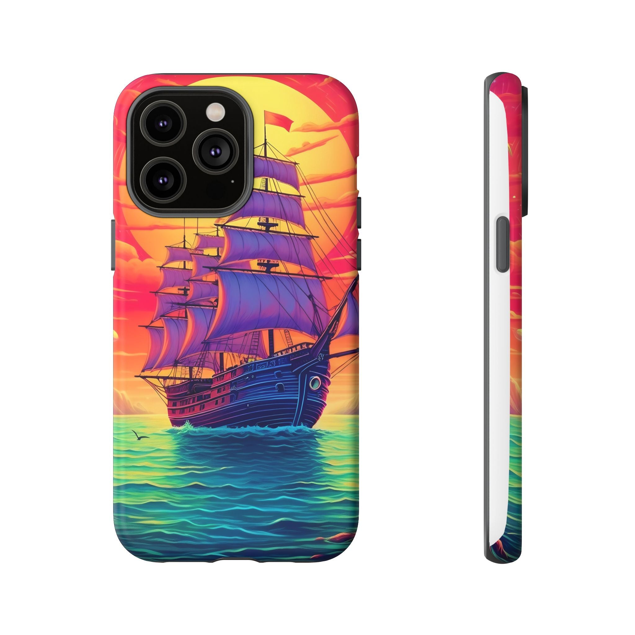 Sunset Galleon Hexagon Stone iPhone Case