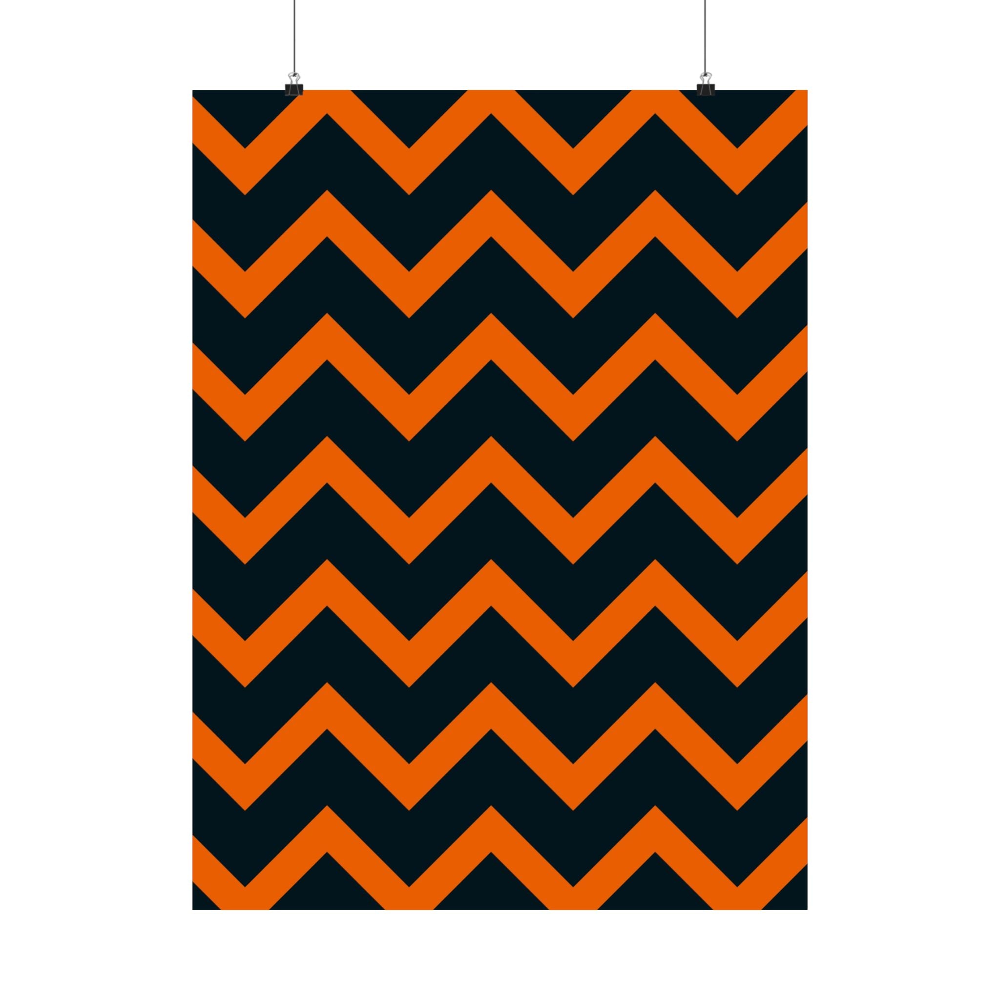 Orange & Blue Chevron Stripe Poster