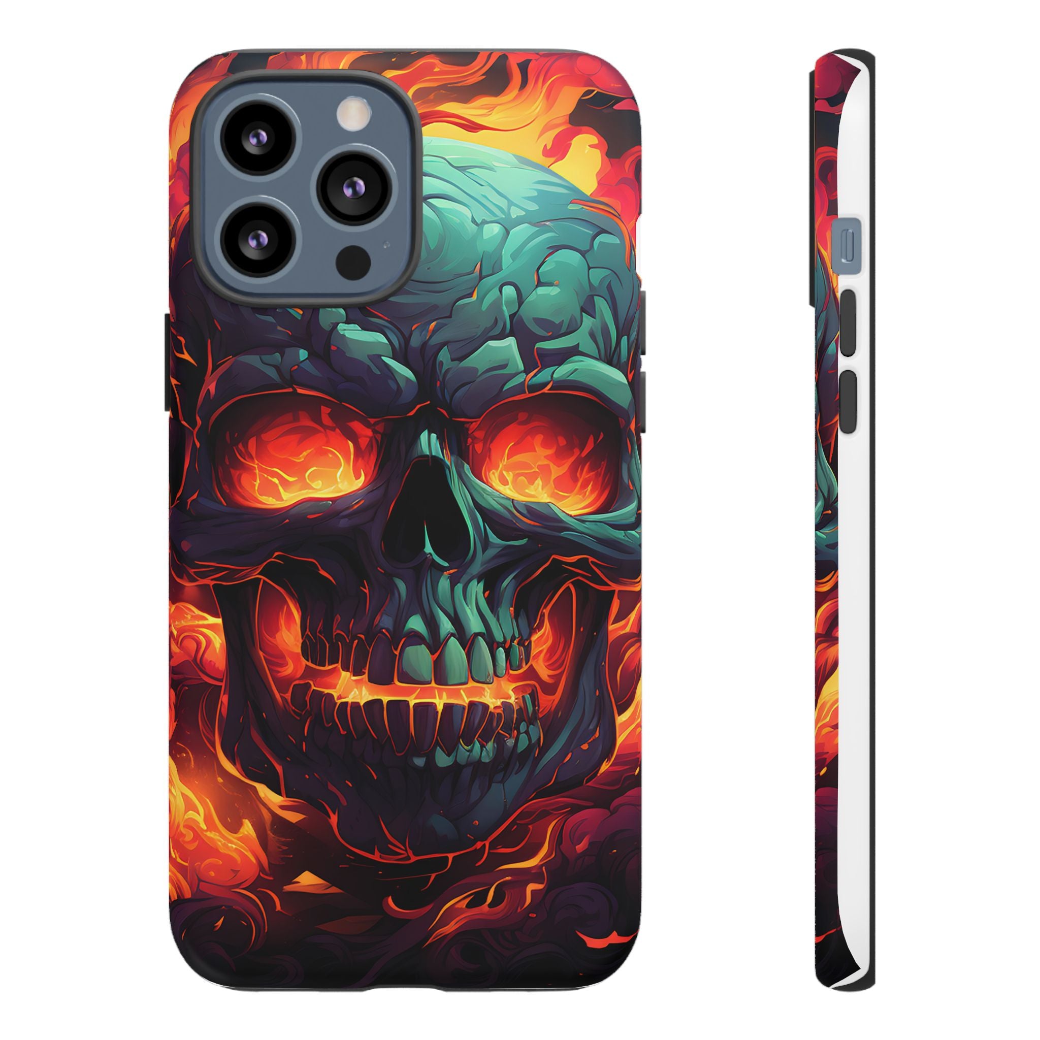 Fiery Skull Hexagon iPhone Case - Rugged