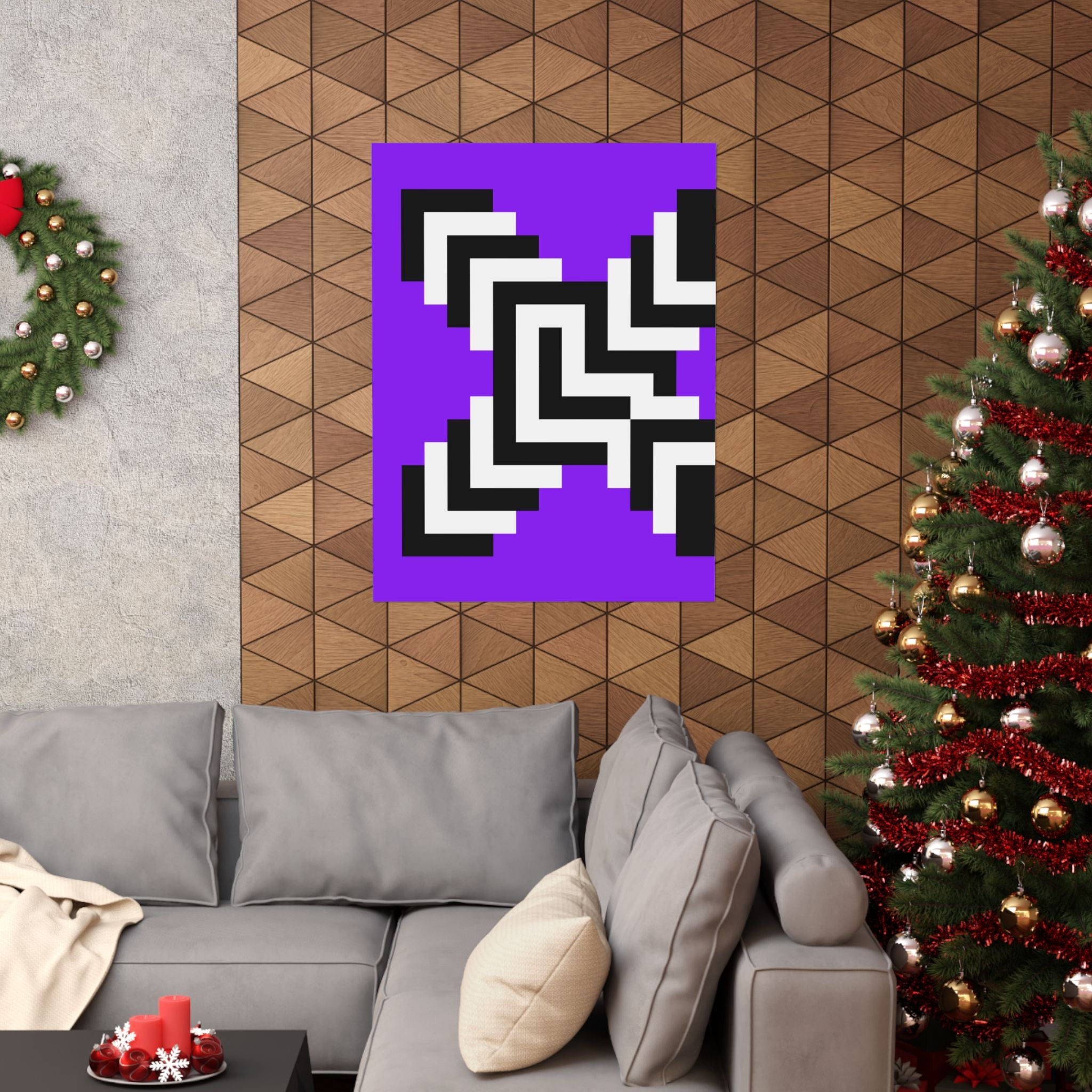 Geometric Pixel Art Purple Poster