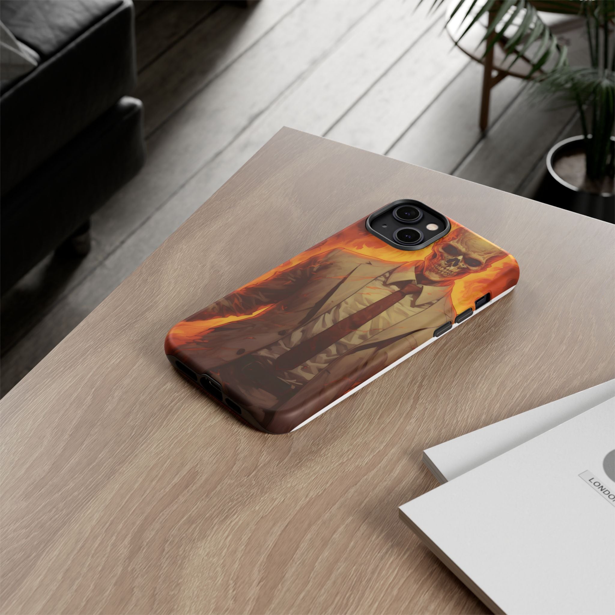 Fiery Skull Man Hexagon Stone iPhone Case